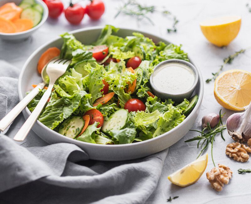 Garden Salad with Creamy Herb Dressing-2