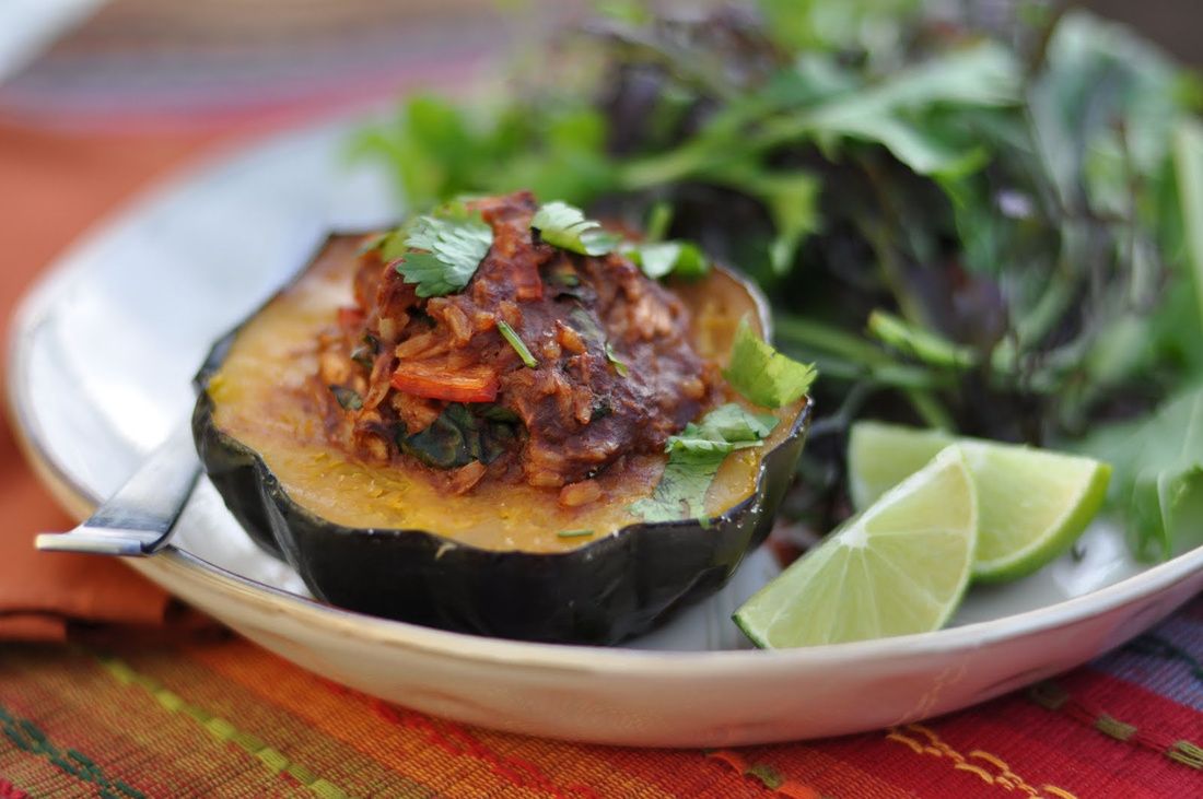 Chipotle Chicken and Rice Stuffed Squash Dairy-Free