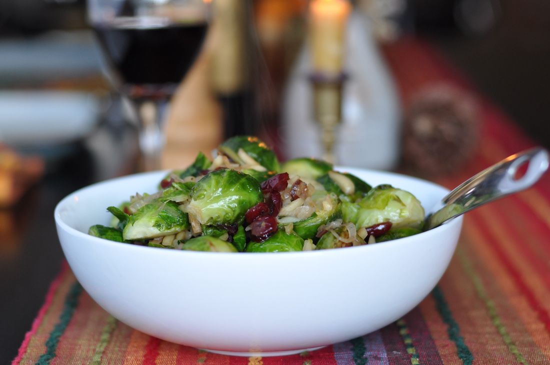 Sautéed Brussels Sprouts with Shallots and Cranberries