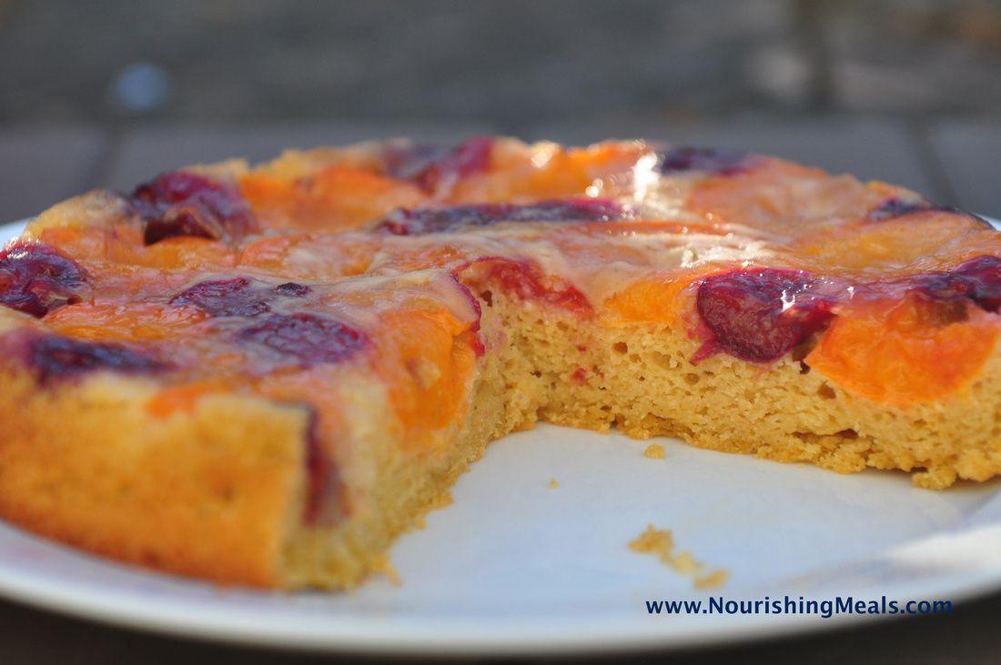Apricot-Cherry Upside Down Cake (gluten-free, grain-free, nut-free)