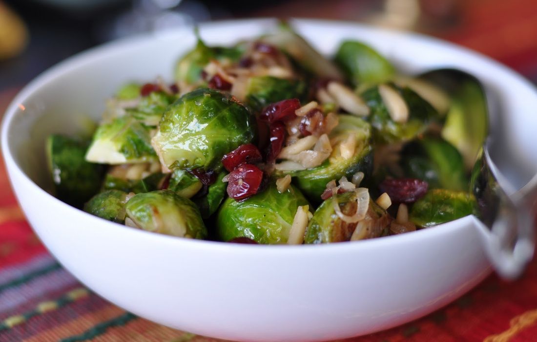 Sautéed Brussels Sprouts with Shallots and Cranberries