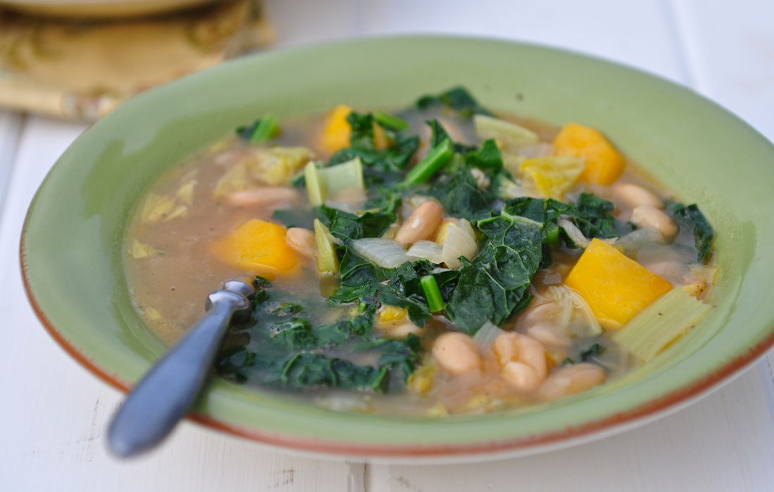 Butternut Squash, Kale, & White Bean Soup