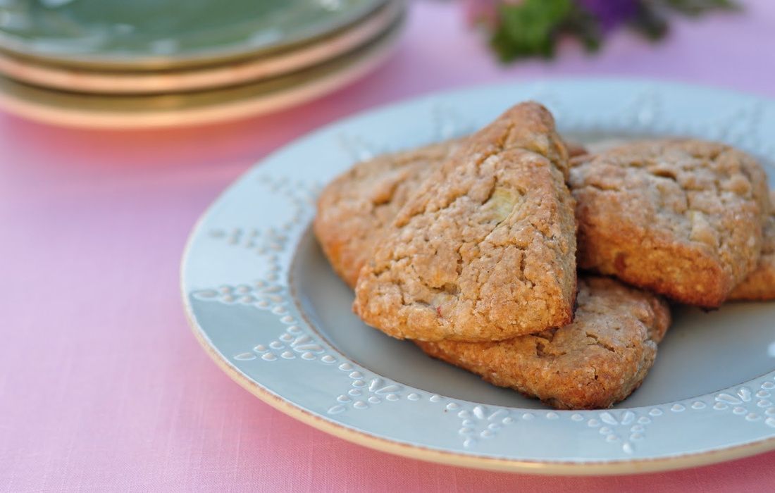 Rhubarb Scones (gluten-free + egg-free)