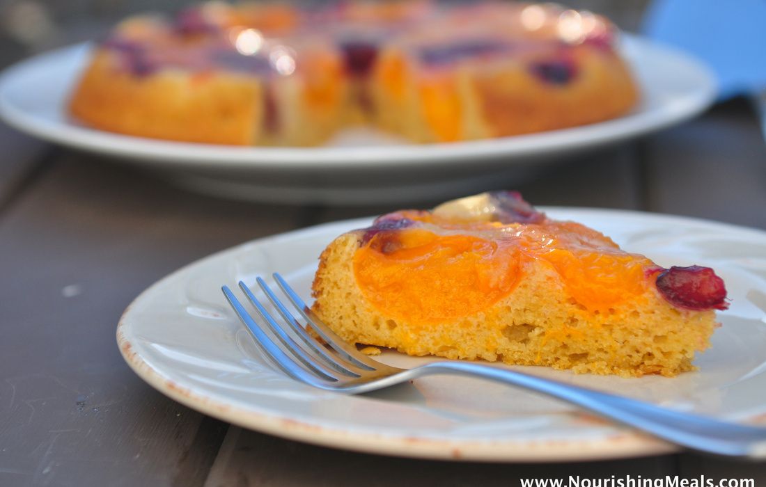 Apricot-Cherry Upside Down Cake (gluten-free, grain-free, nut-free)