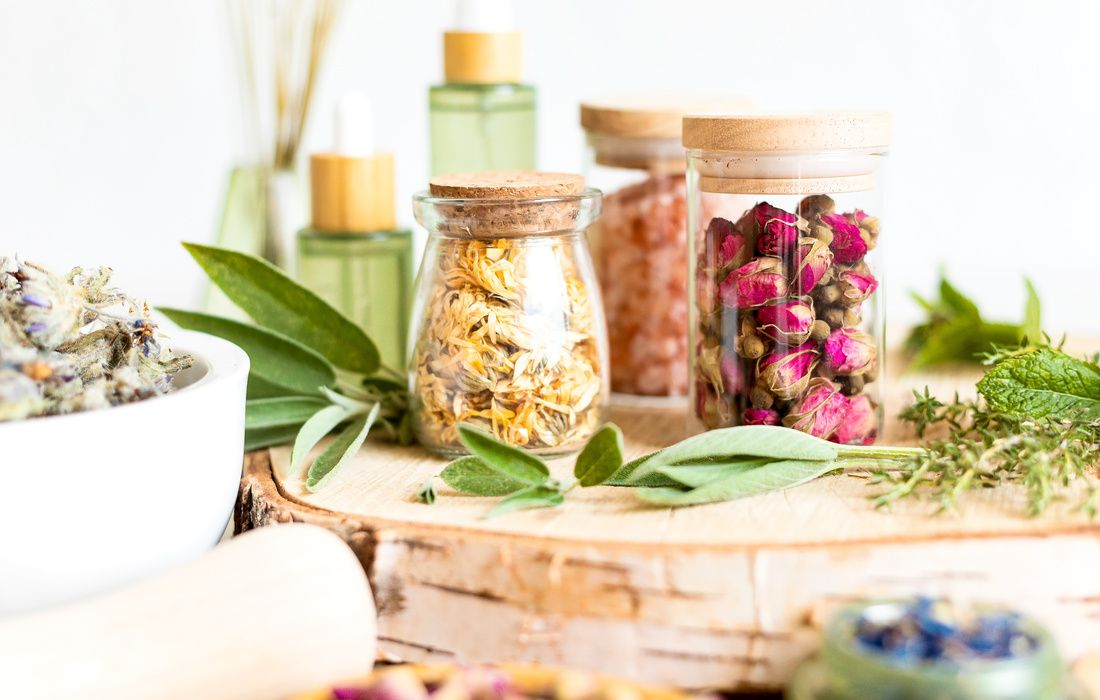 Natural Herbs In Glass Jars-1
