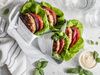 Chicken Burger with sun-dried tomato, feta, and basil