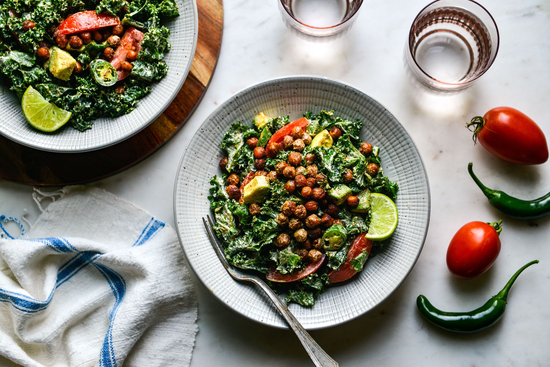 CHIPOTLE ROASTED CHICKPEA KALE TOMATO AVOCADO SALAD-2