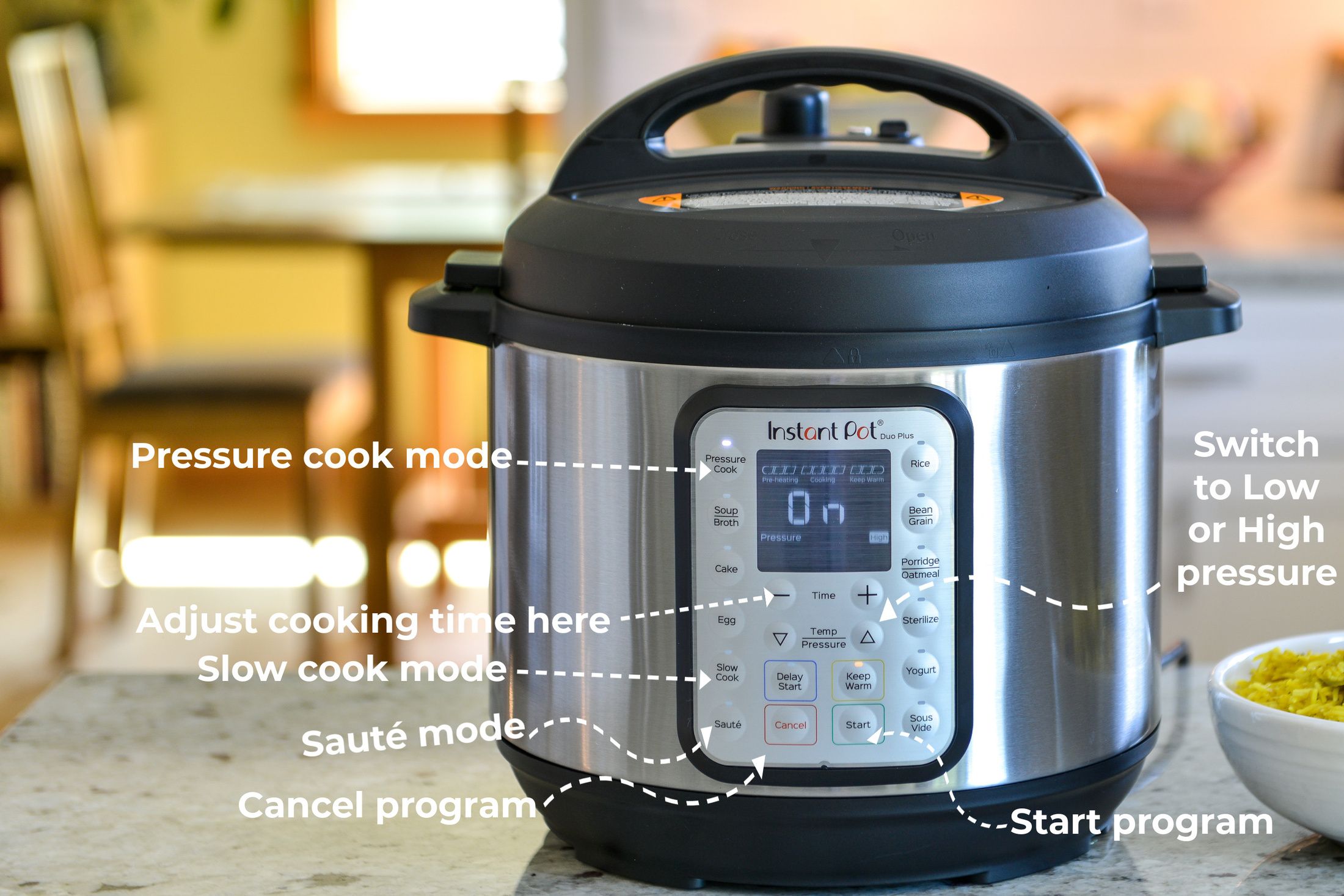 Instant Pot -pressure cooking buttons