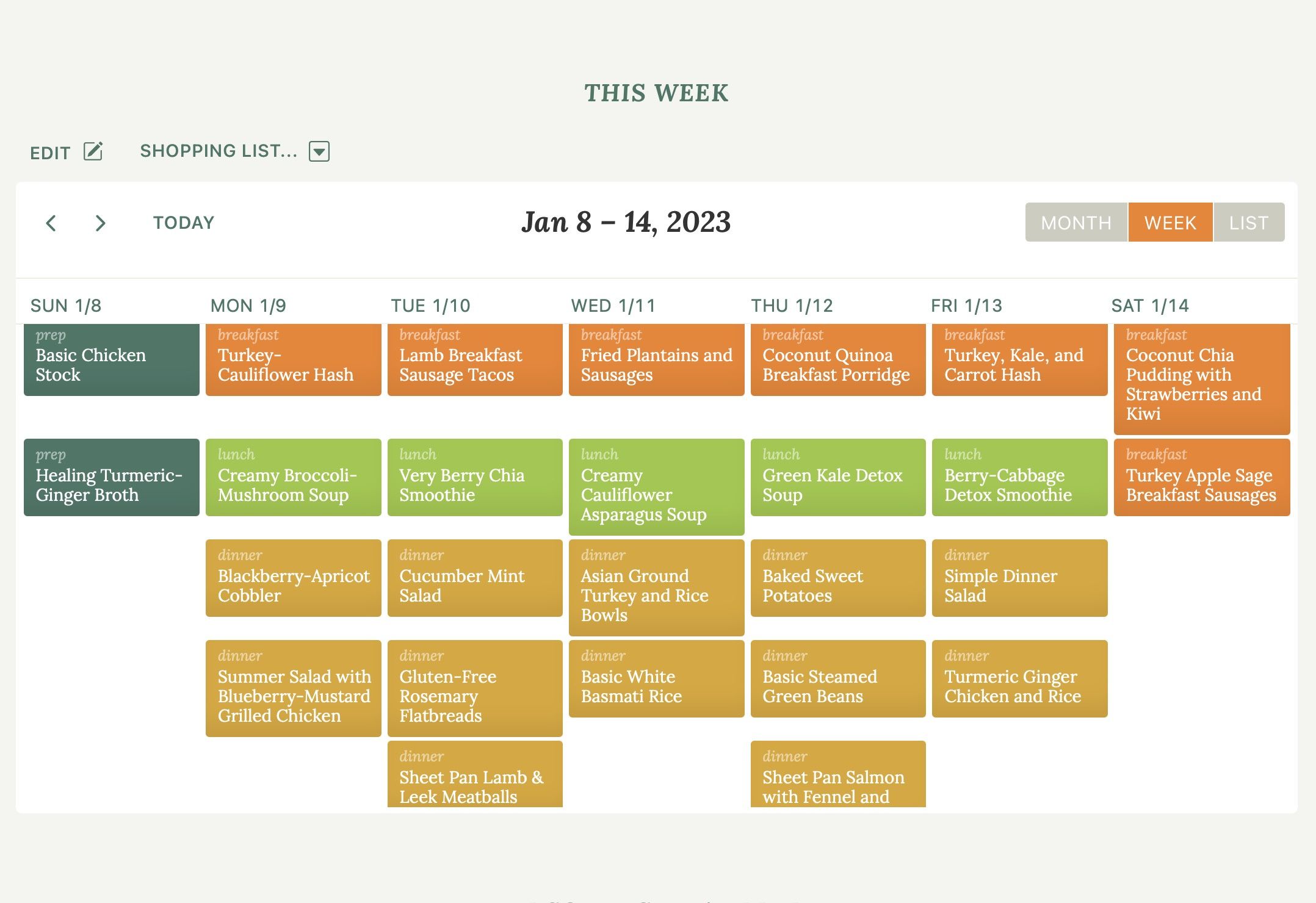 sample meal planning calendar-week view