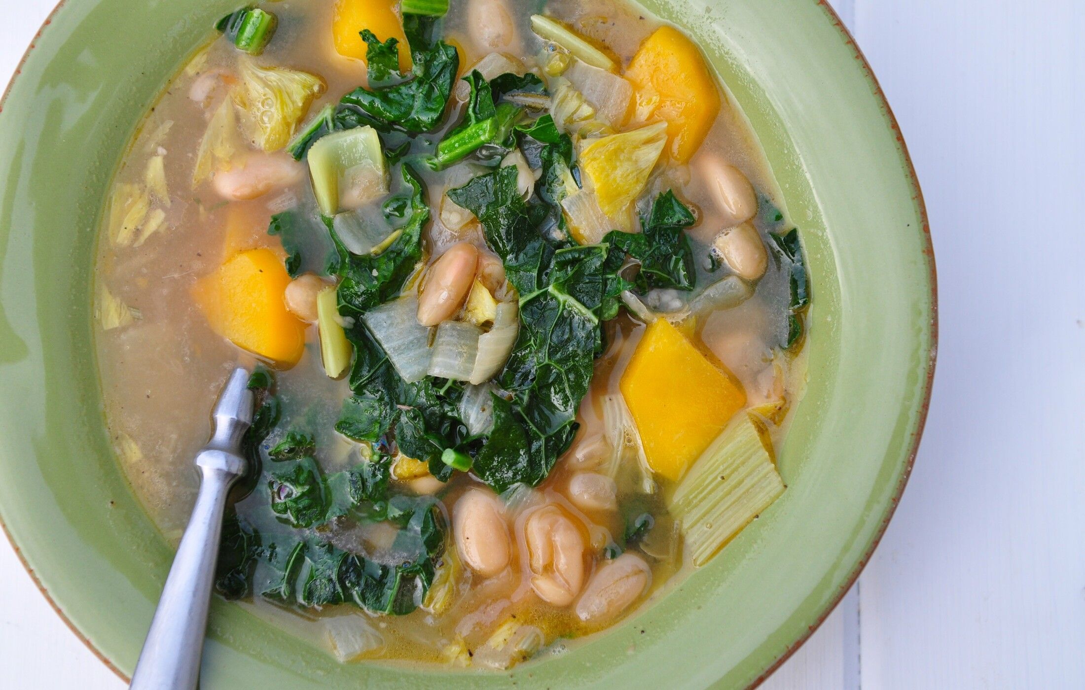Butternut Squash, Kale, & White Bean Soup