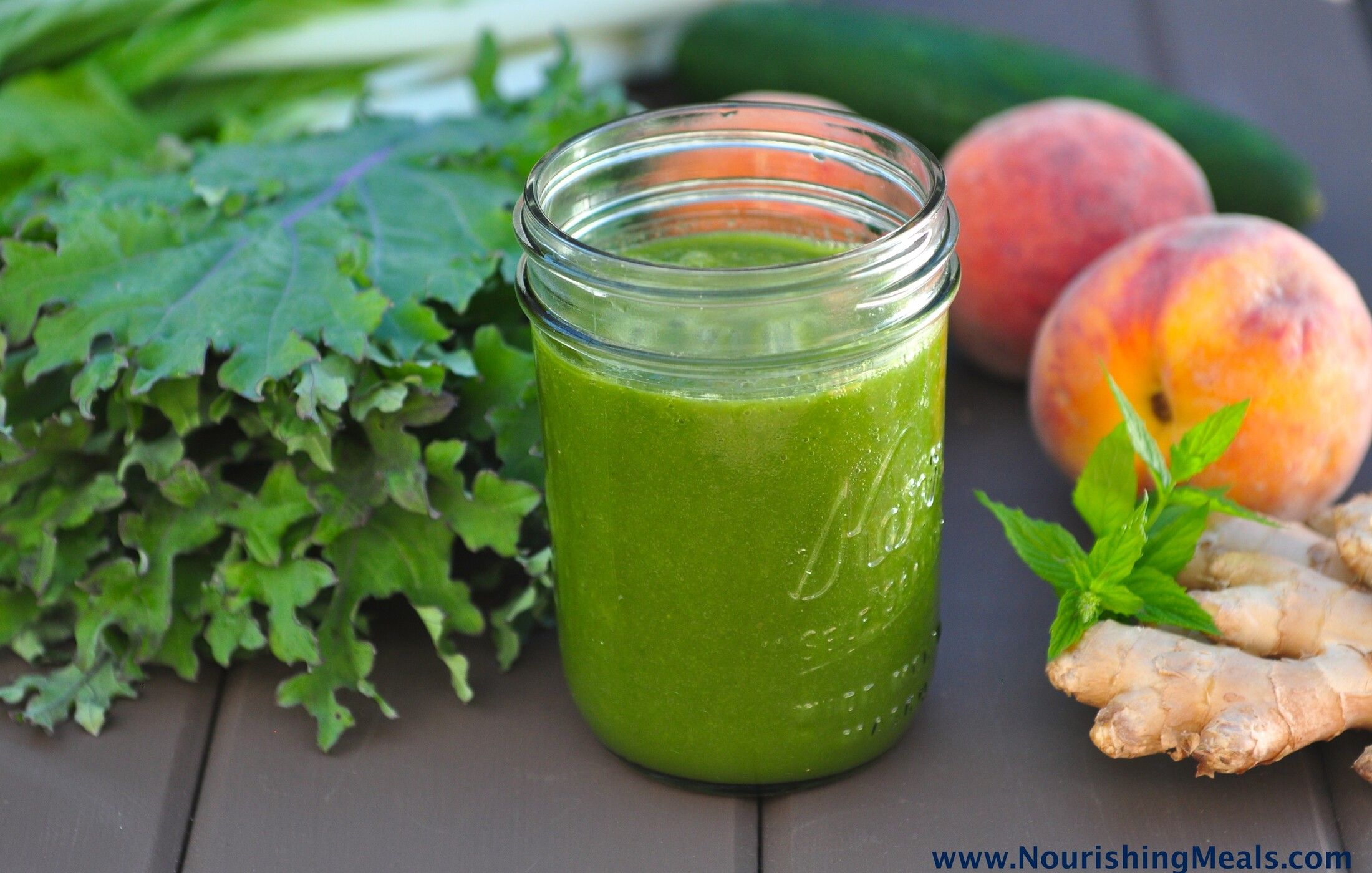 Peach Ginger Mint Green Smoothie