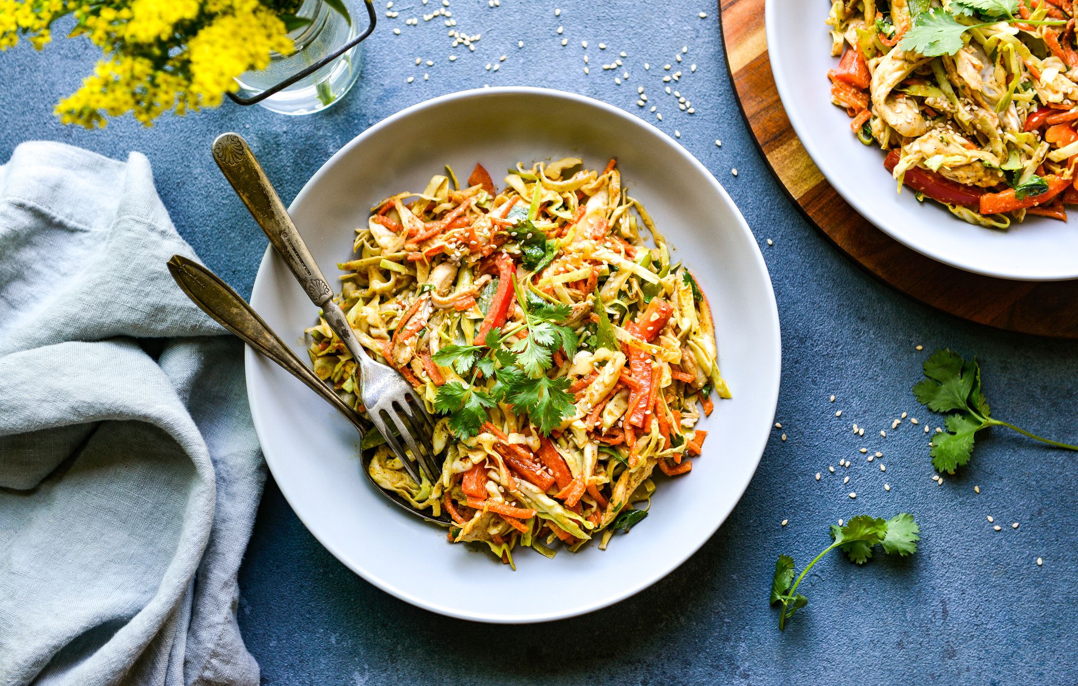 ASIAN CABBAGE CHICKEN SALAD GINGER ALMOND BUTTER DRESSING-11