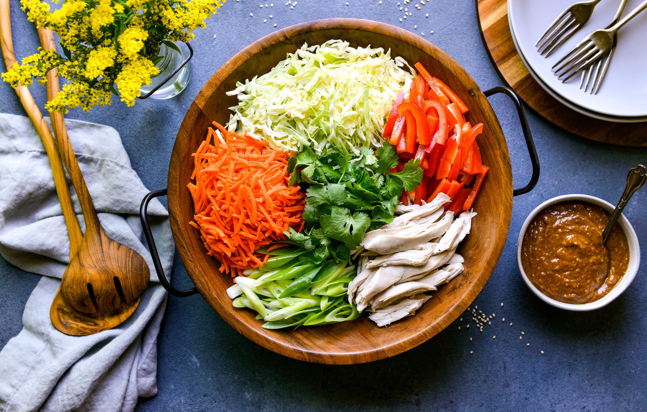 ASIAN CABBAGE CHICKEN SALAD GINGER ALMOND BUTTER DRESSING-22