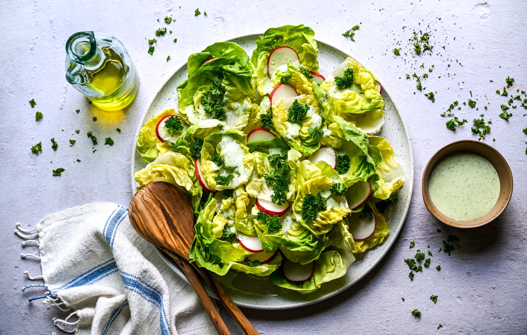 BUTTER LETTUCE RADISH SALAD CREAMY GREEK YOGURT LEMON DRESSING-1