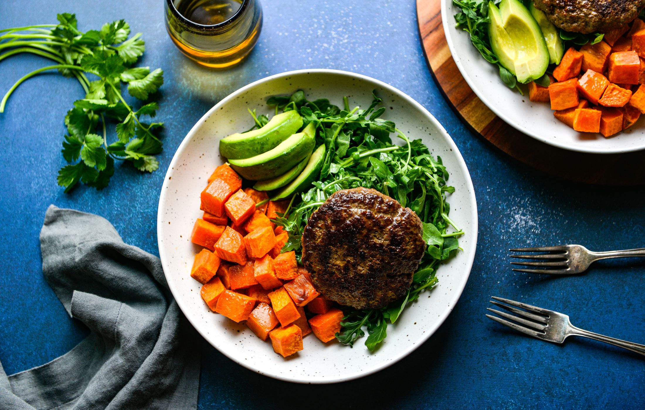 CHIPOTLE BURGER AND ROASTED SWEET POTATO BOWLS-1