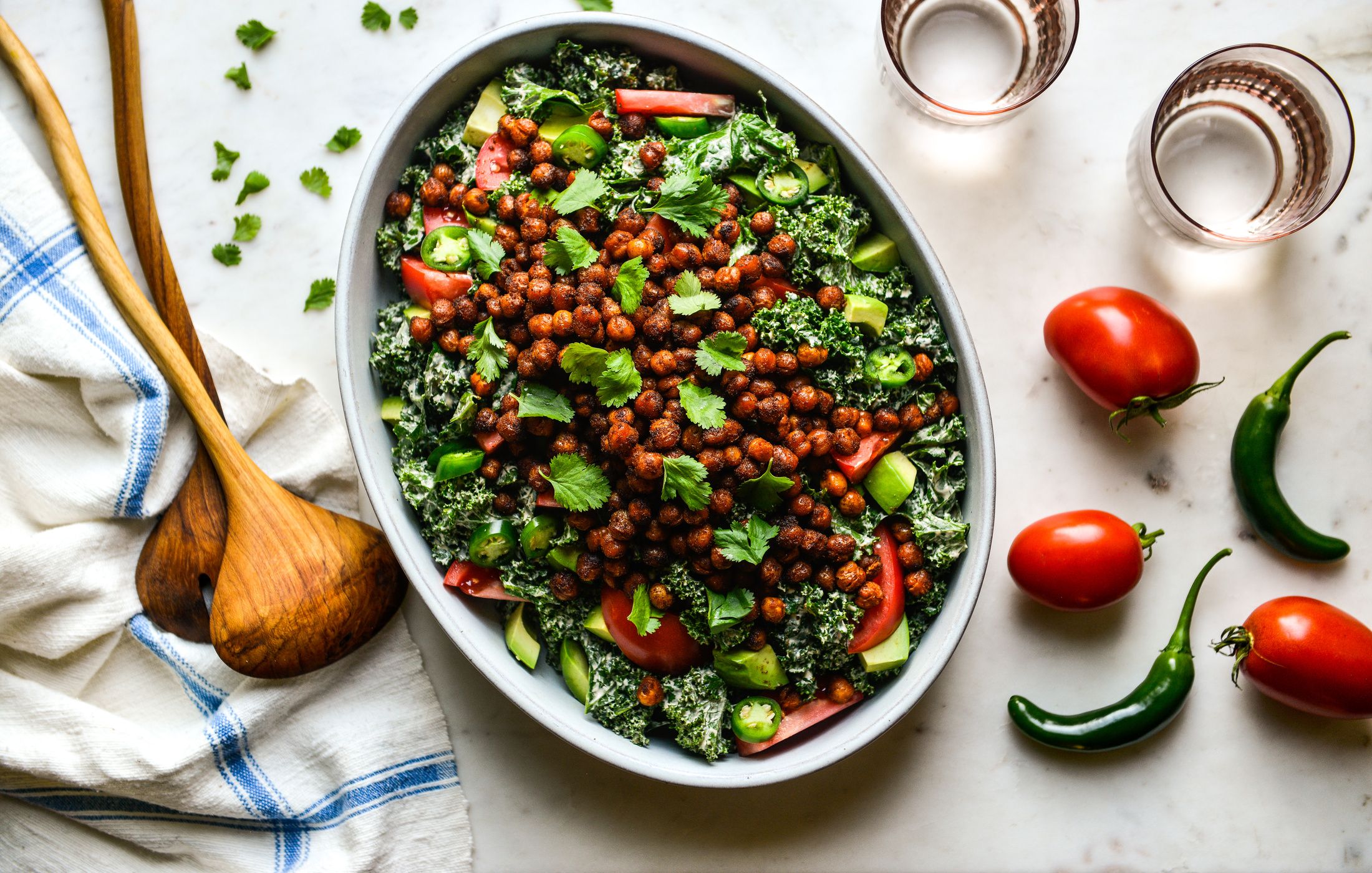 CHIPOTLE ROASTED CHICKPEA KALE TOMATO AVOCADO SALAD-1