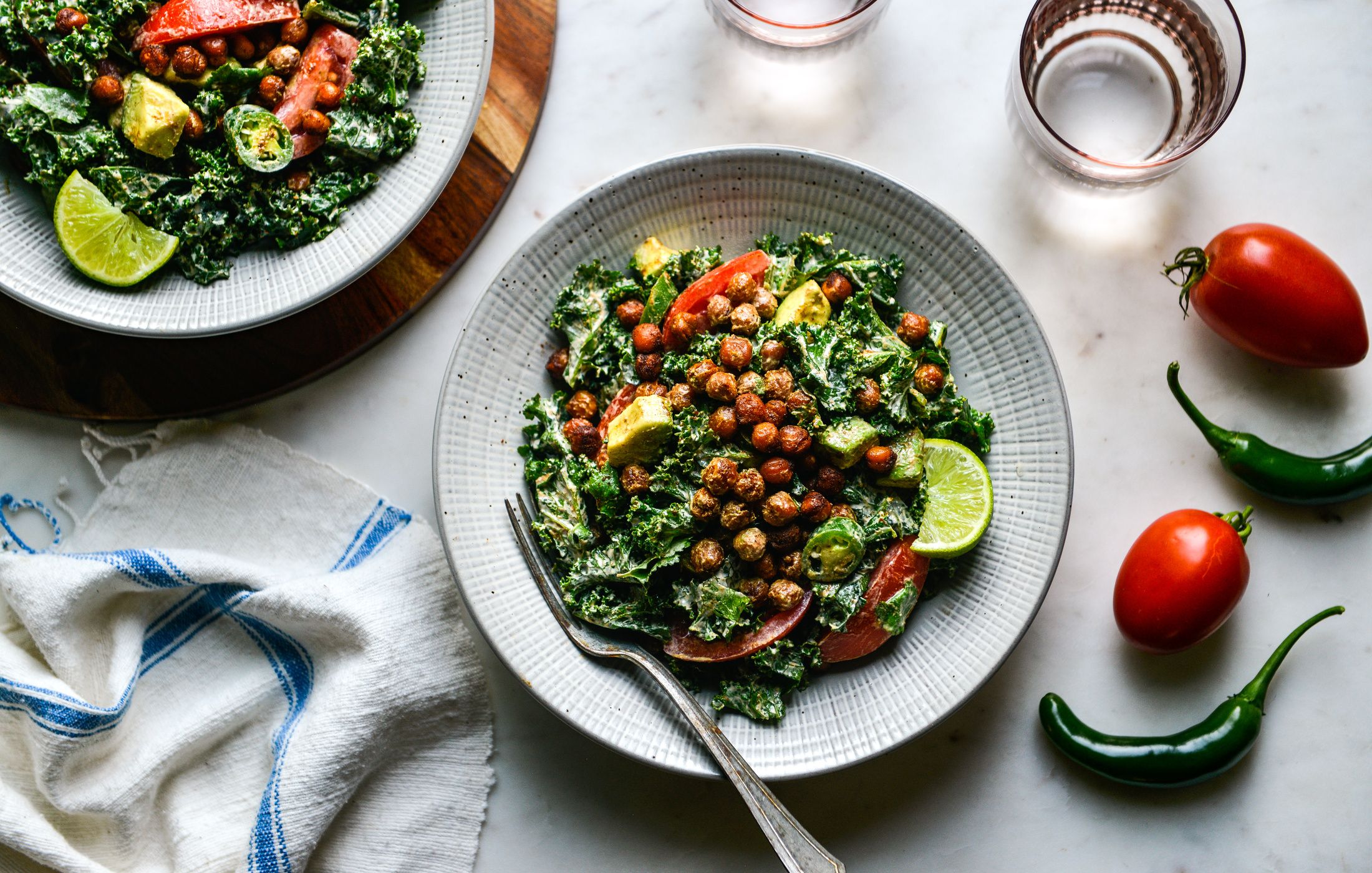 CHIPOTLE ROASTED CHICKPEA KALE TOMATO AVOCADO SALAD-2
