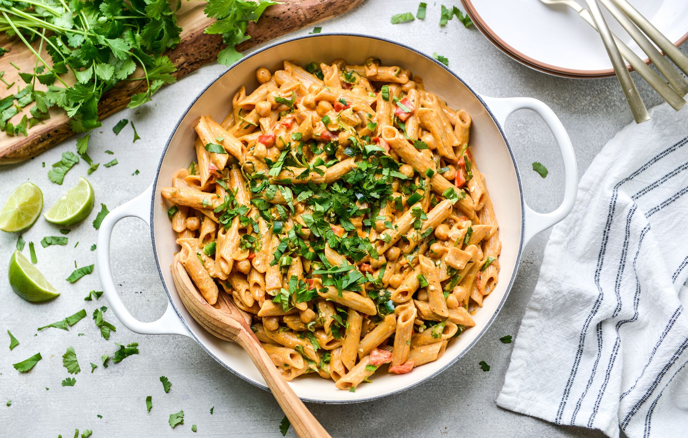 CREAMY CAJUN CHICKPEA NOODLE SKILLET-1