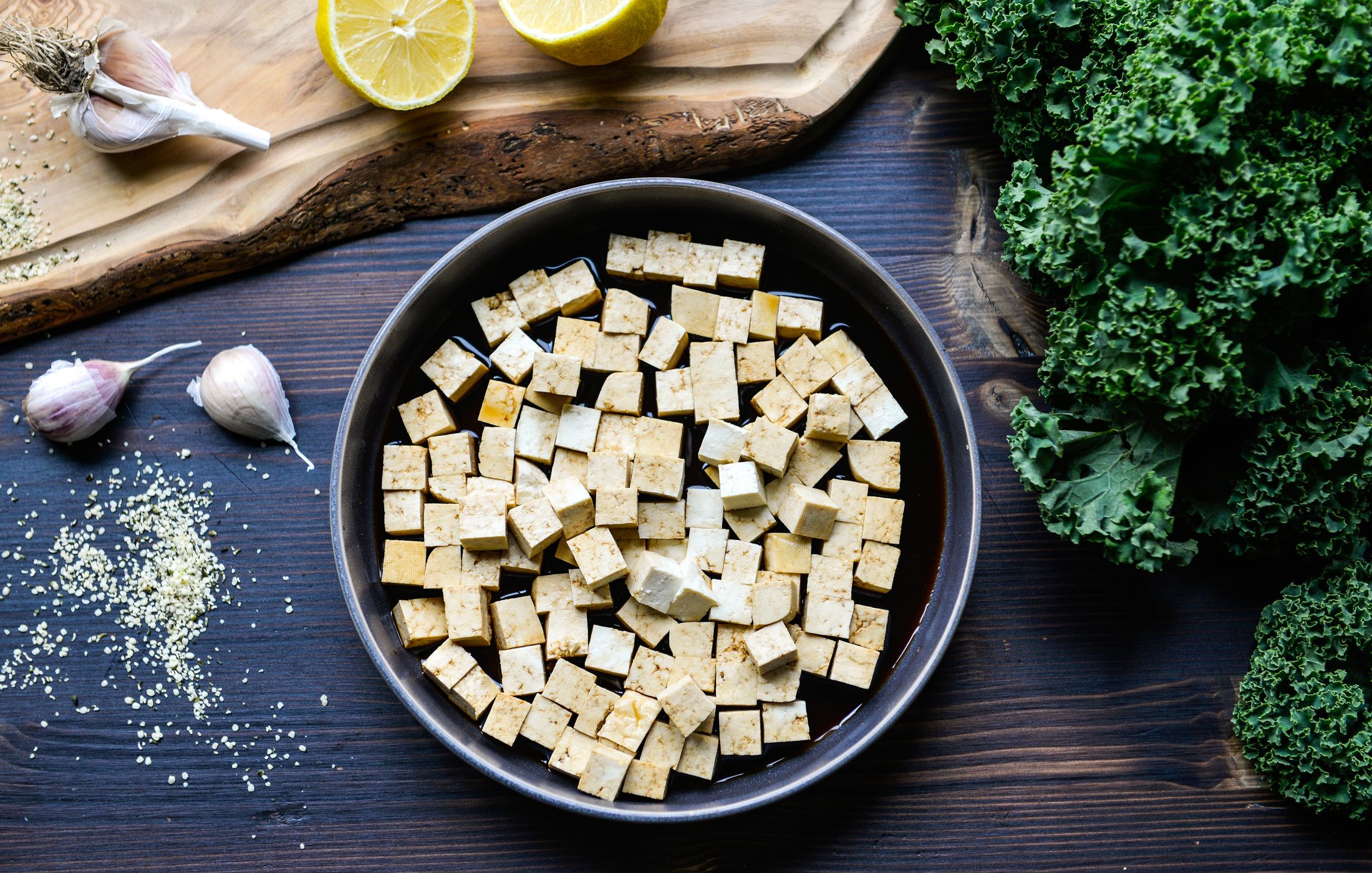 CRISPY TOFU KALE SALAD HEMP DRESSING VEGAN KETO-3