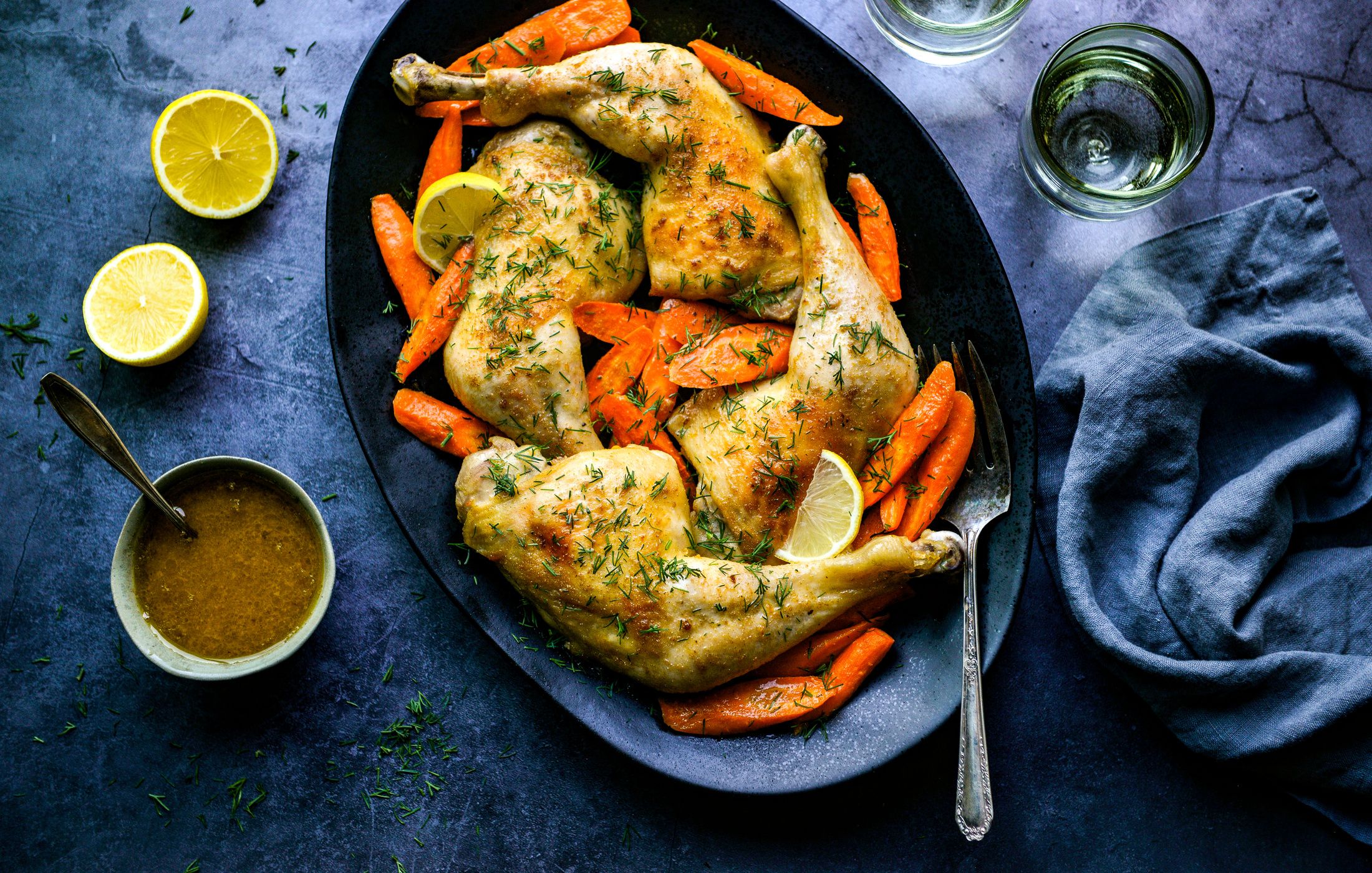 CUMIN SPICED ROASTED CHICKEN LEGS AND CARROTS LOW-FODMAP