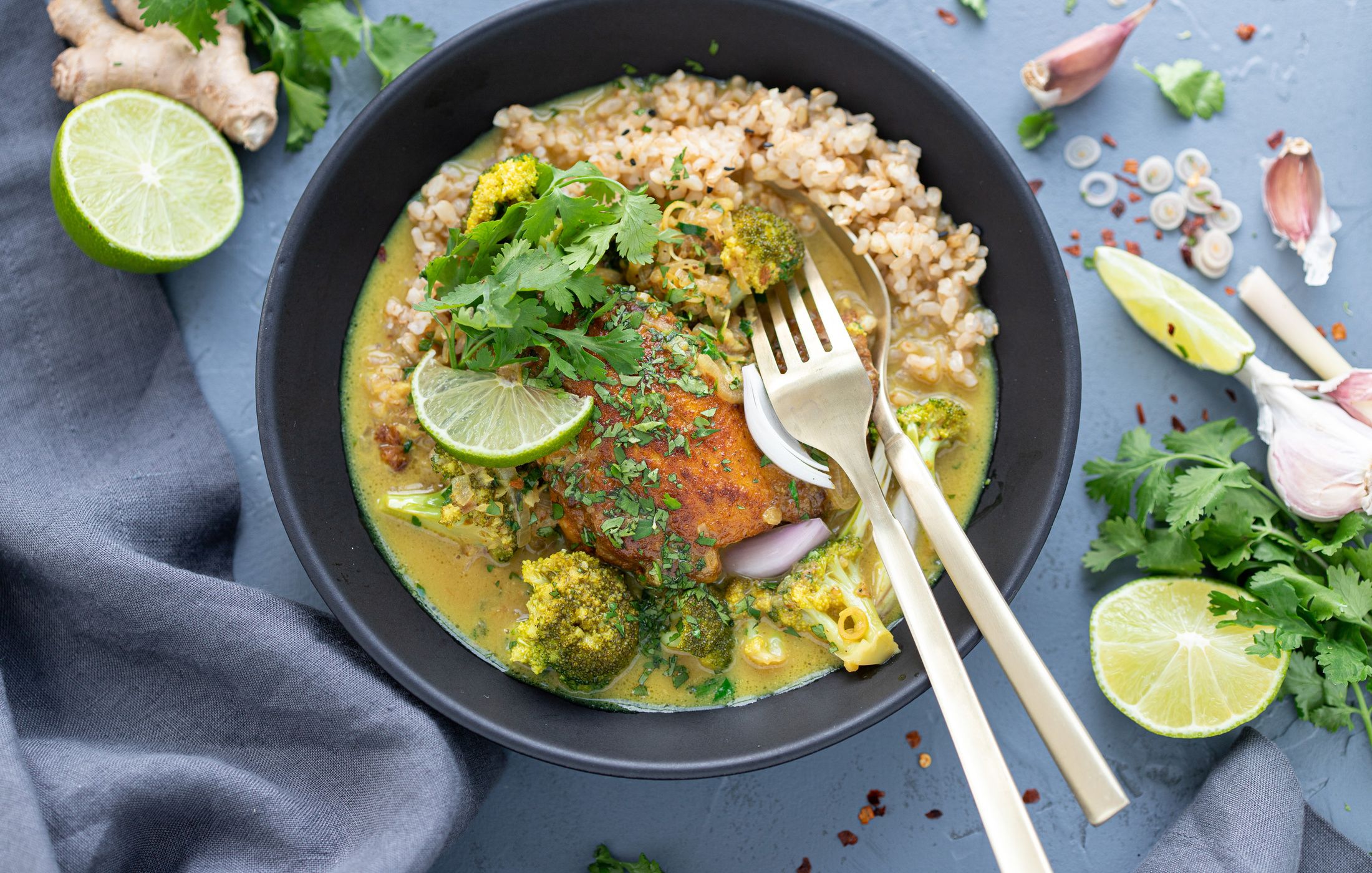 Coconut Braised Chicken and Broccoli