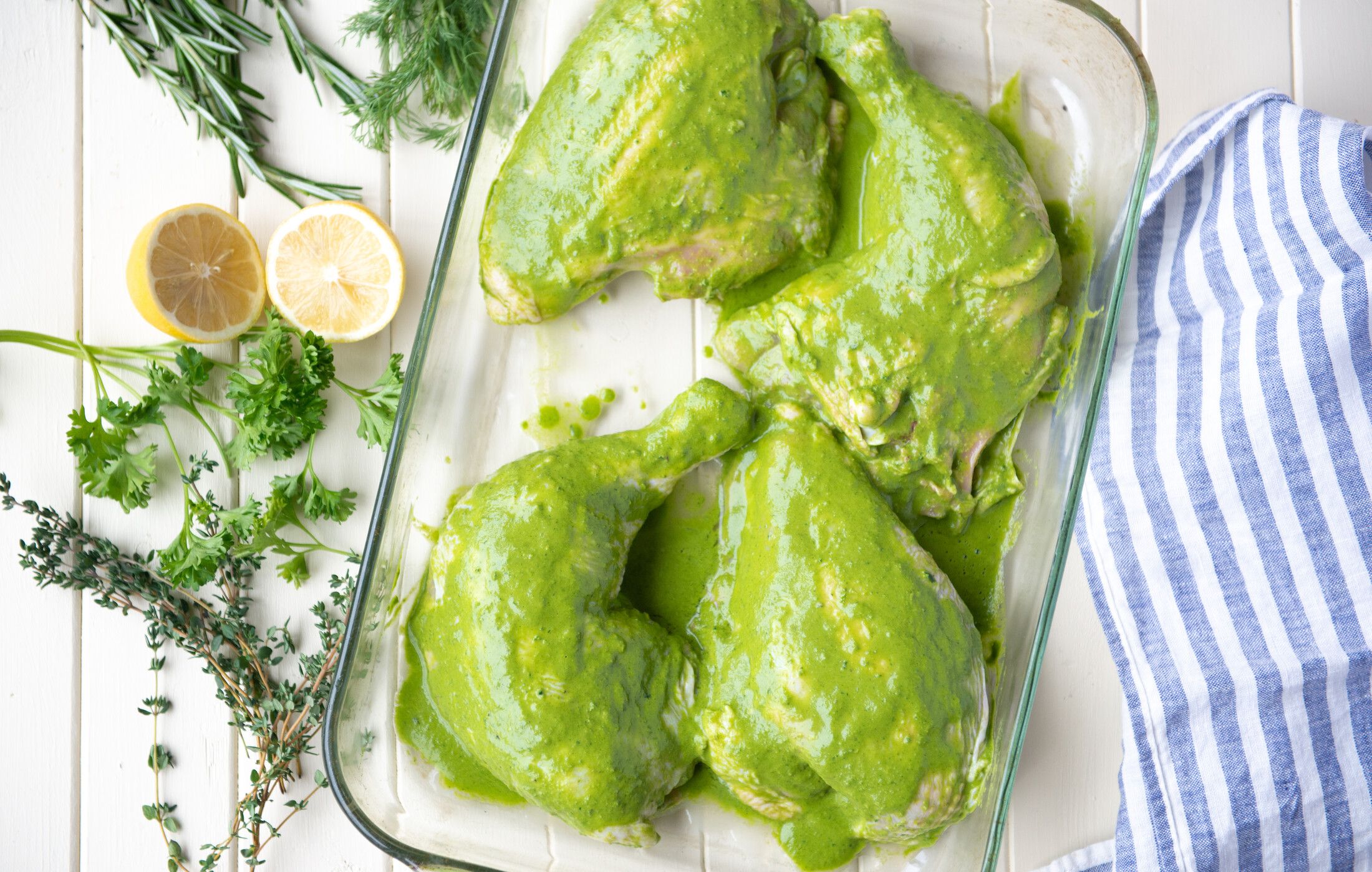 GREEN HERB CHICKEN-PROCESS