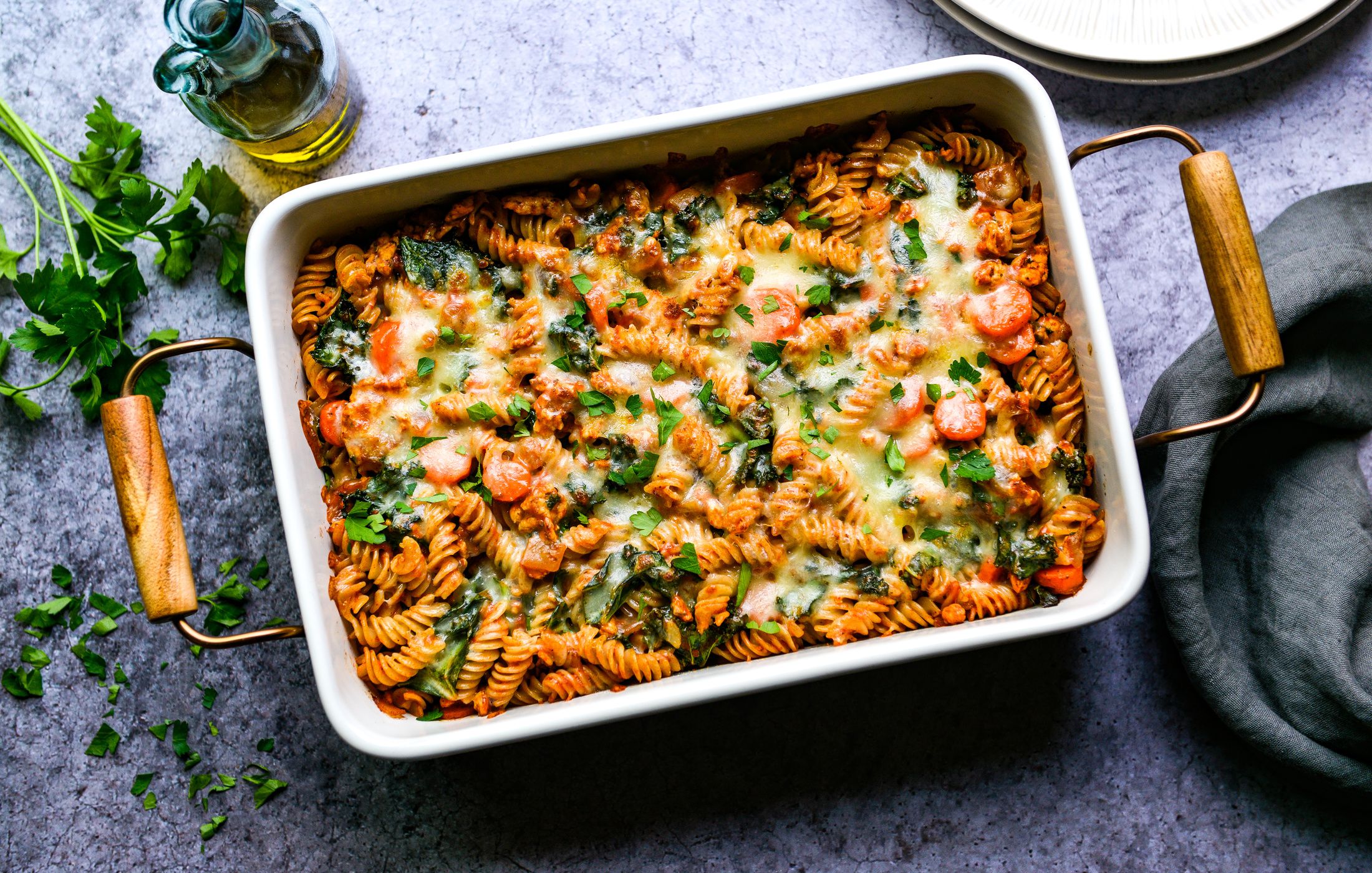 GROUND TURKEY KALE PASTA BAKE-1
