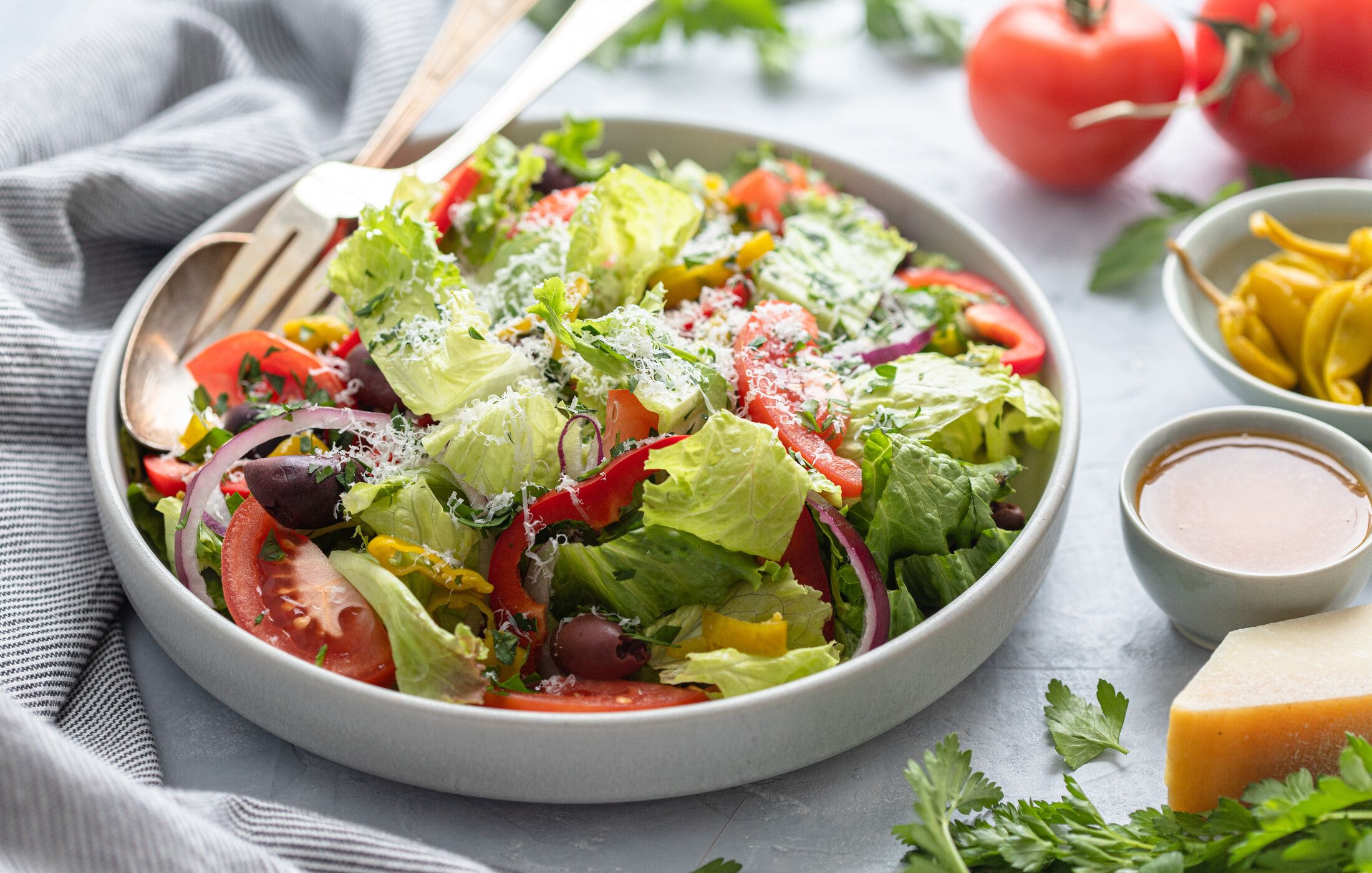 Italian Greens Salad with Red Wine Vinaigrette