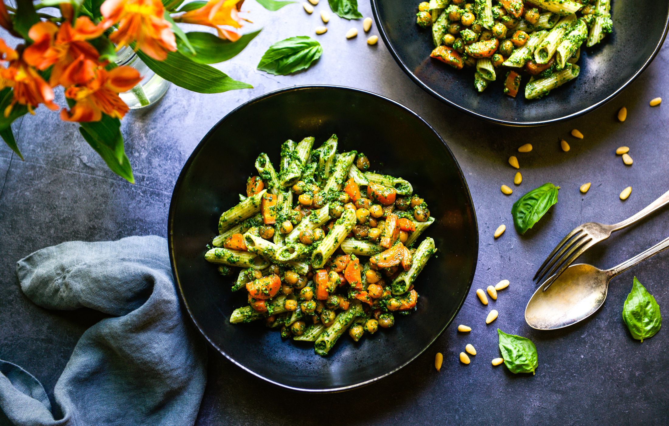 KALE-BASIL PESO PASTA ROASTED CHICKPEAS CARROTS VEGAN GLUTEN-FREE-2