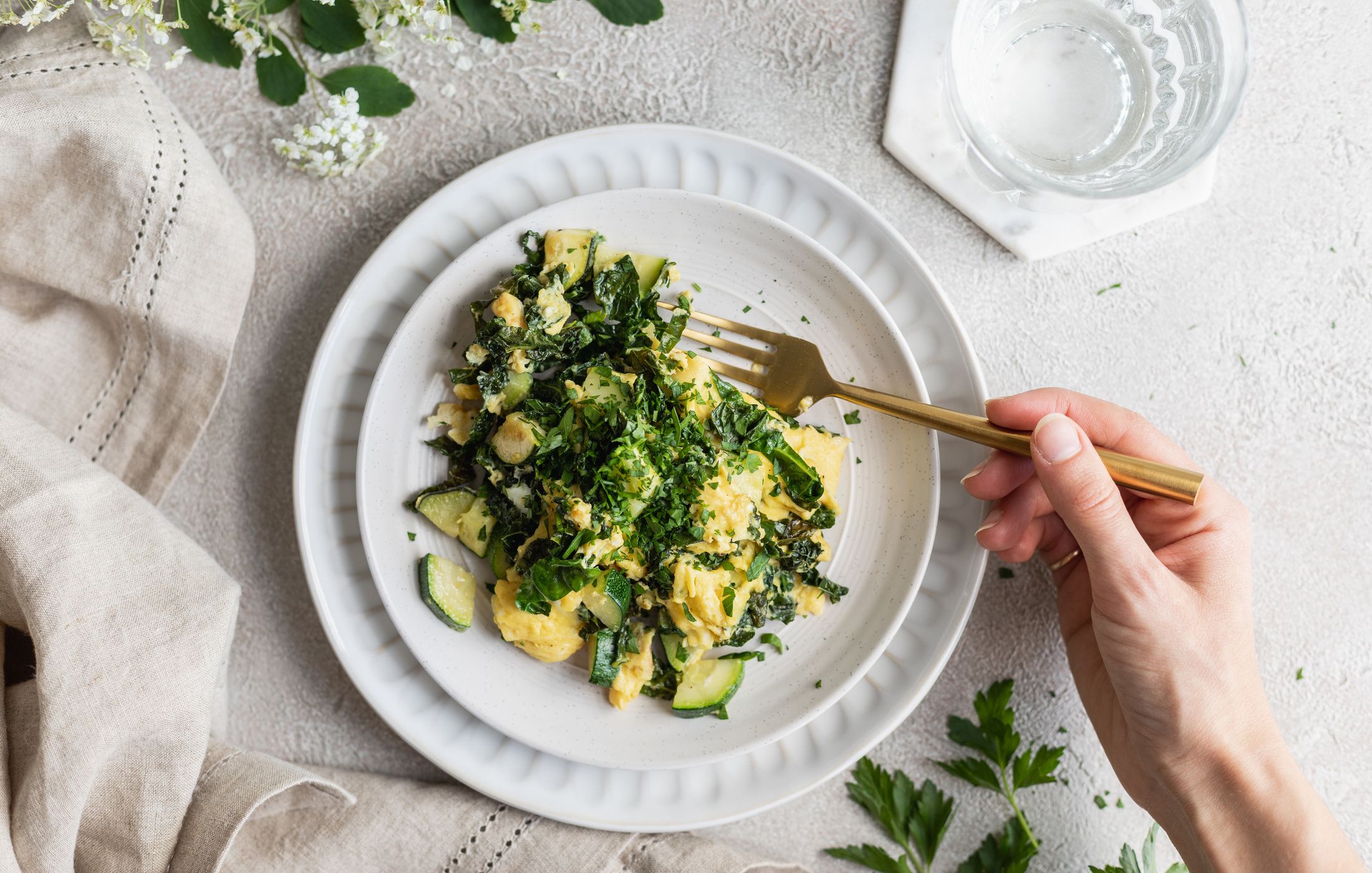 Kale, Zucchini, and Egg Scramble