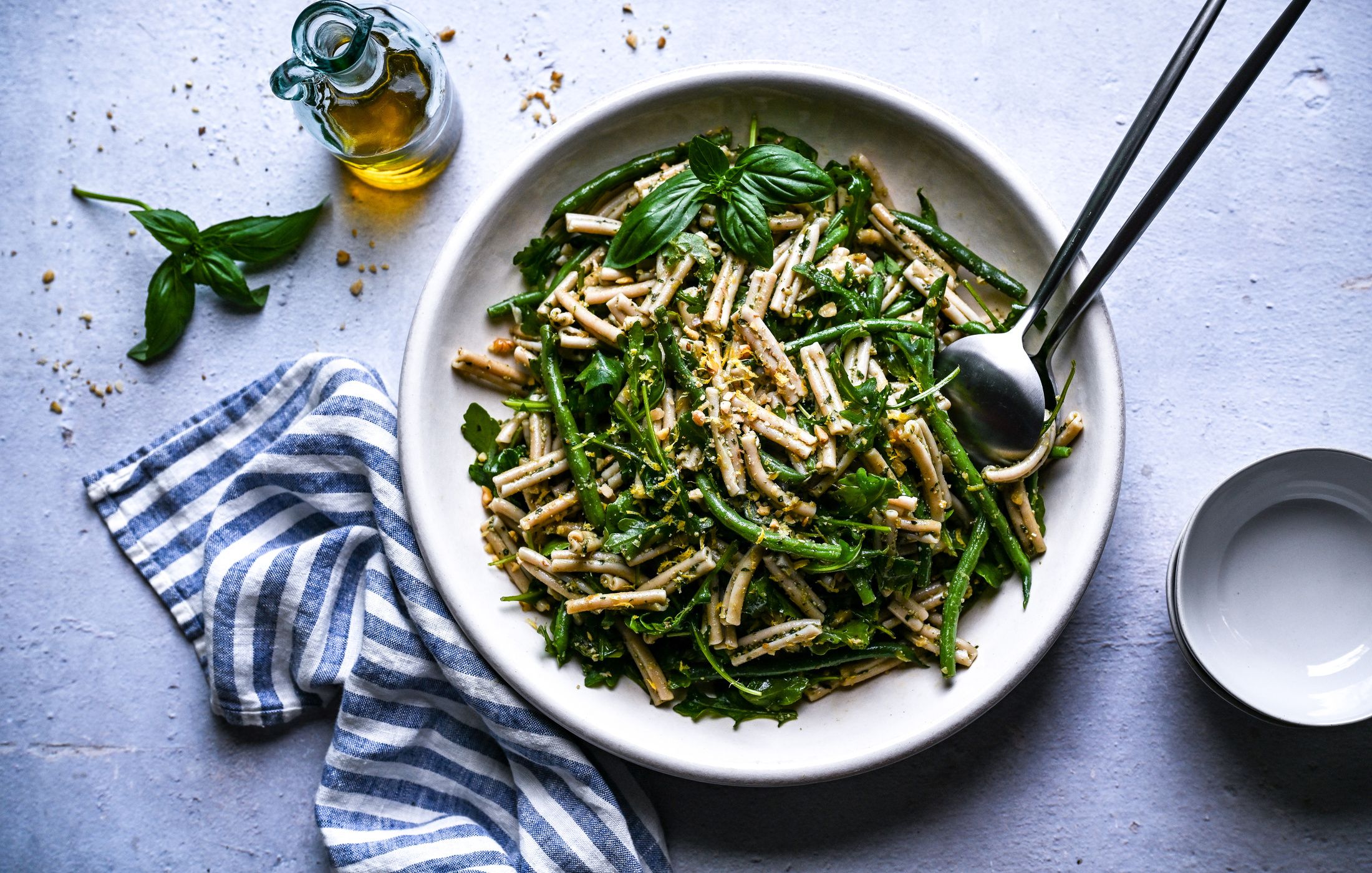 LEMONY GREEN BEAN, PASTA, WALNUT SALAD-GLUTEN-FREE-DAIRY-FREE-VEGAN-1