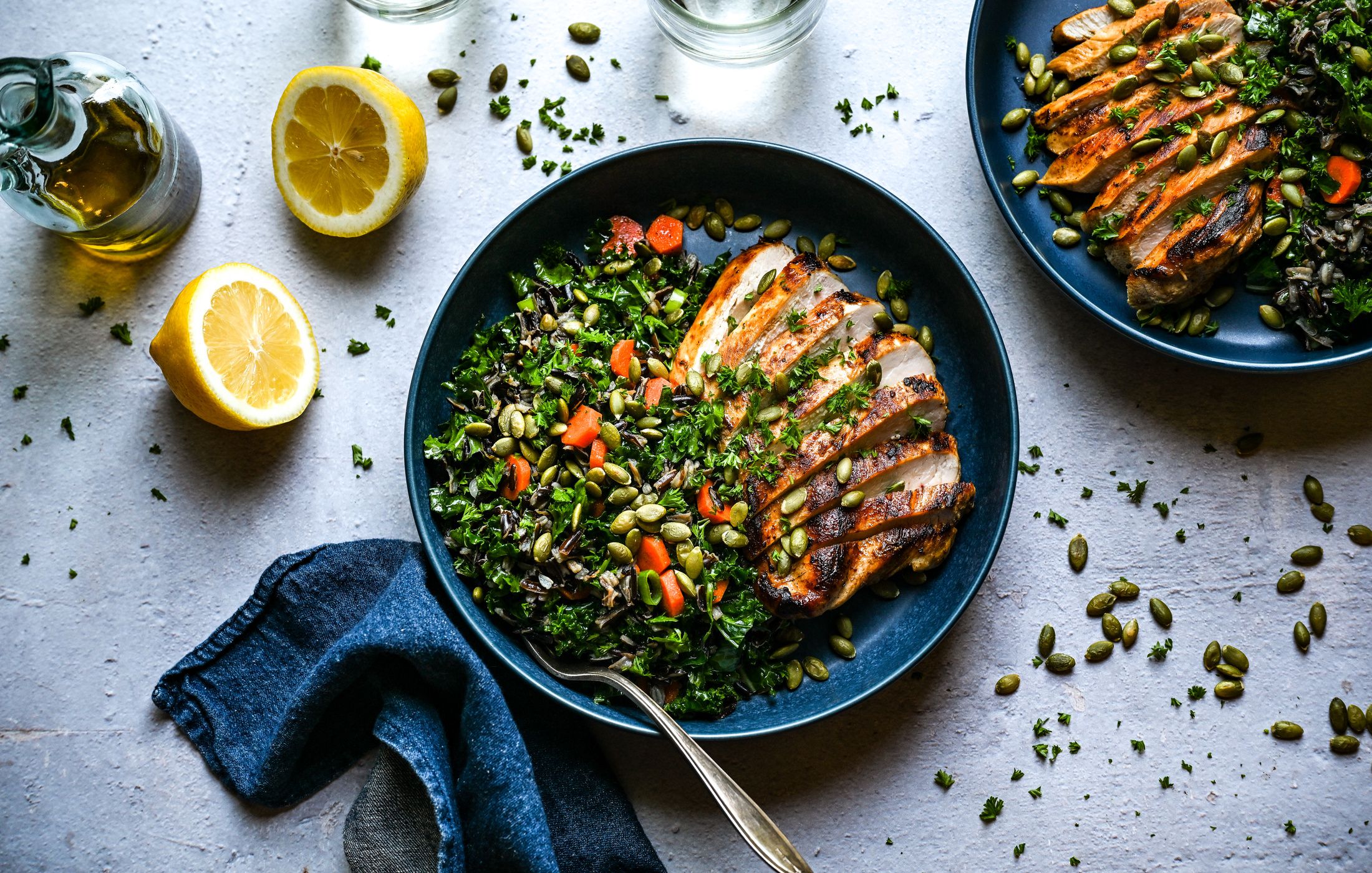 LEMONY WILD RICE KALE SALAD CHICKEN BOWLS LOW-FODMAP DETOX DIET-1