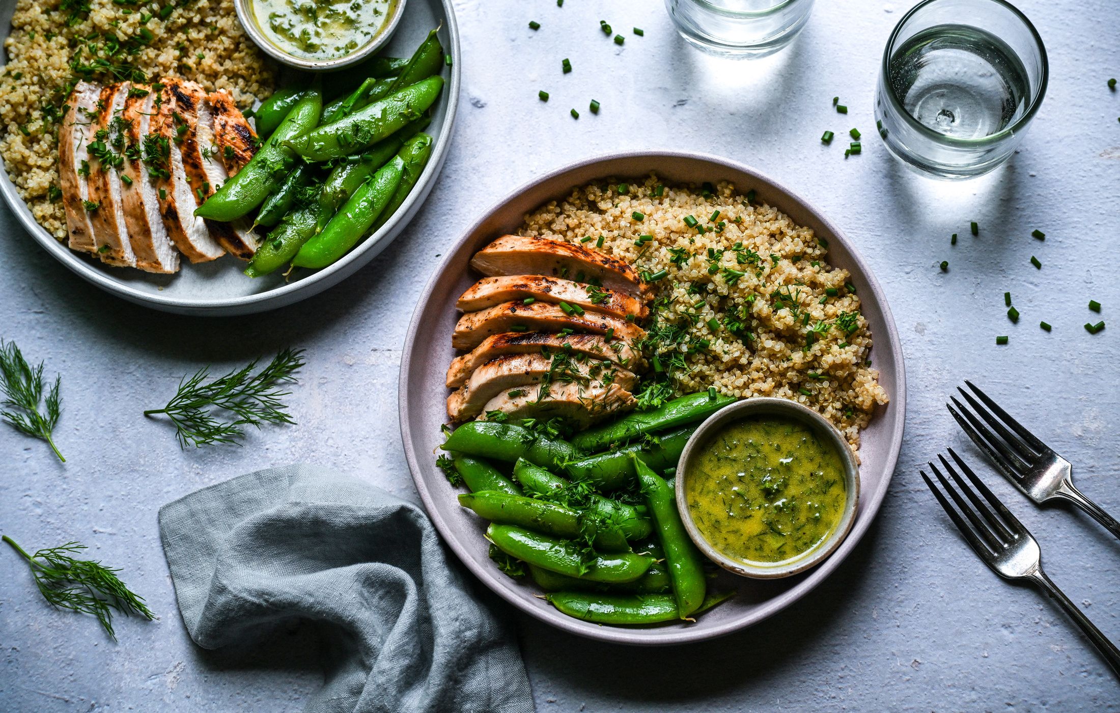 Lemon-Herb Chicken and Quinoa Bowls with Snap Peas-2