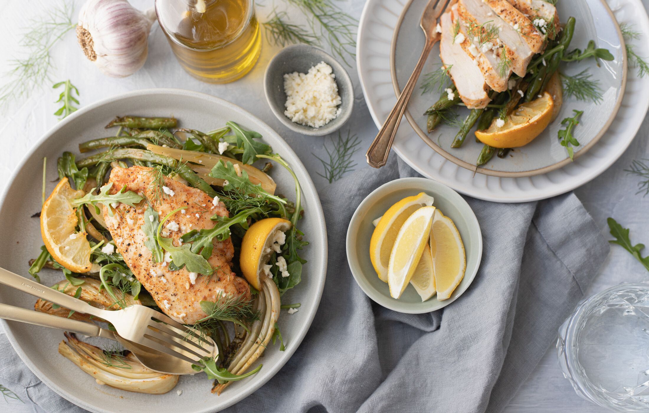 Lemony Sheet Pan Chicken with Fennel, Green Beans, and Arugula-2