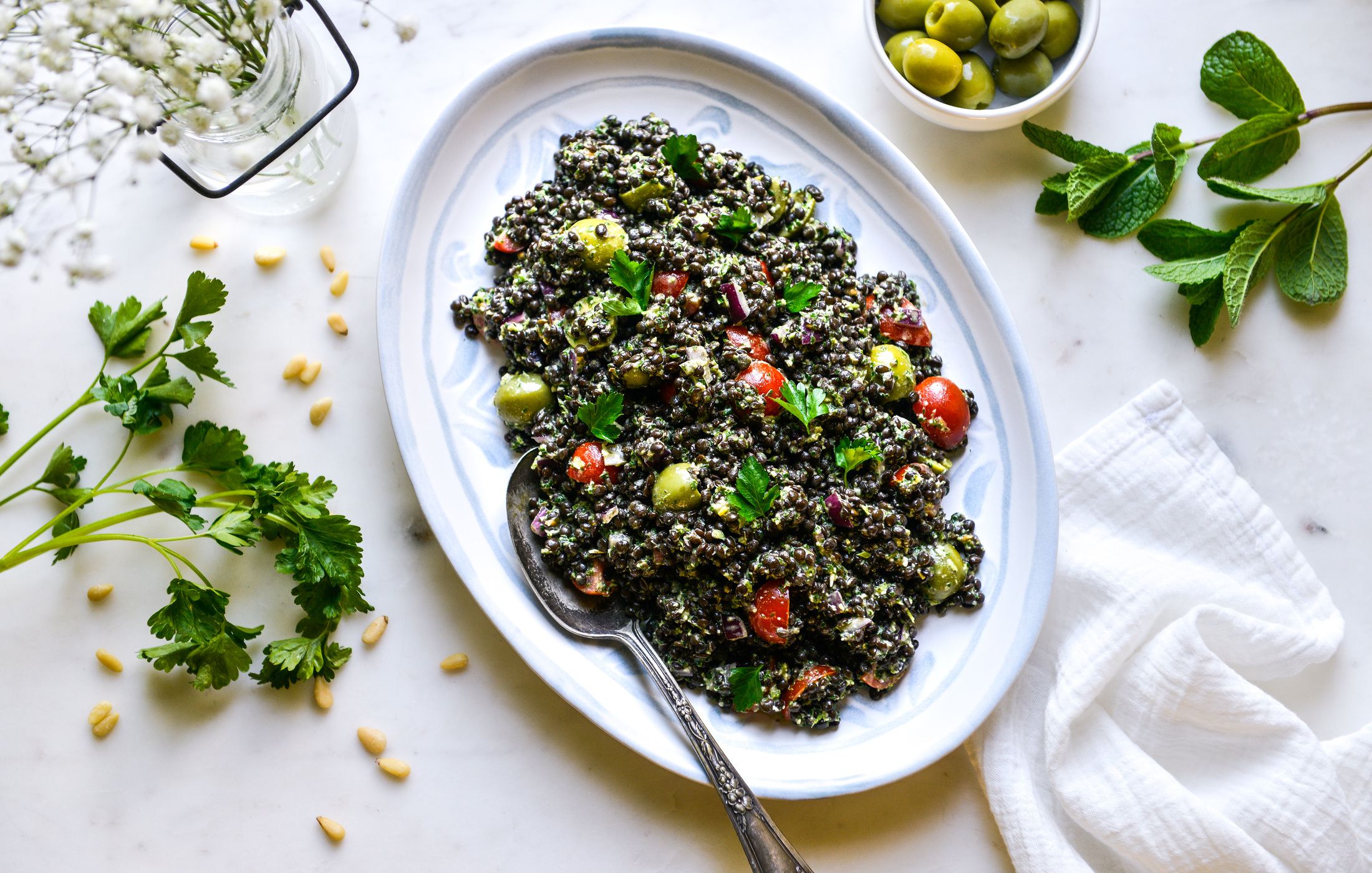 MEDITERRANEAN LENTIL SALAD WITH PARSLEY-MINT PESTO-1