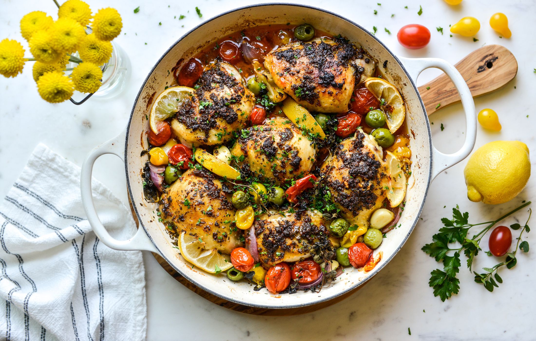 MEDITERRANEAN ROASTED CHICKEN WITH TOMATOES-LEMON-OLIVES-1
