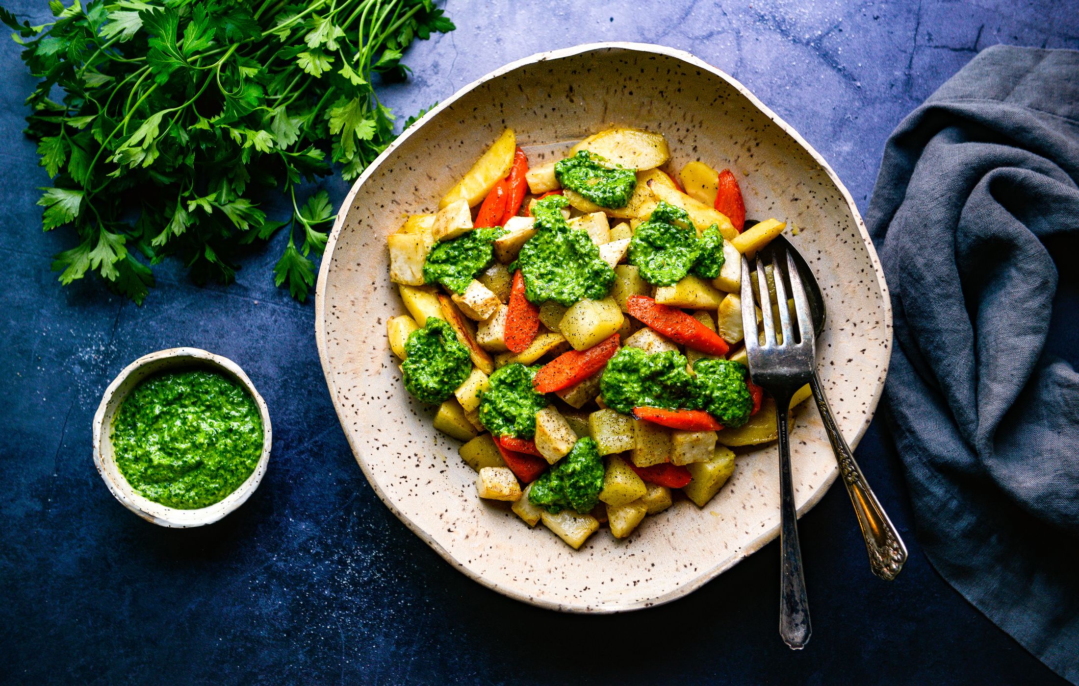 ROASTED ROOT VEGETABLES WITH DAIRY-FREE PARSLEY PESTO-2