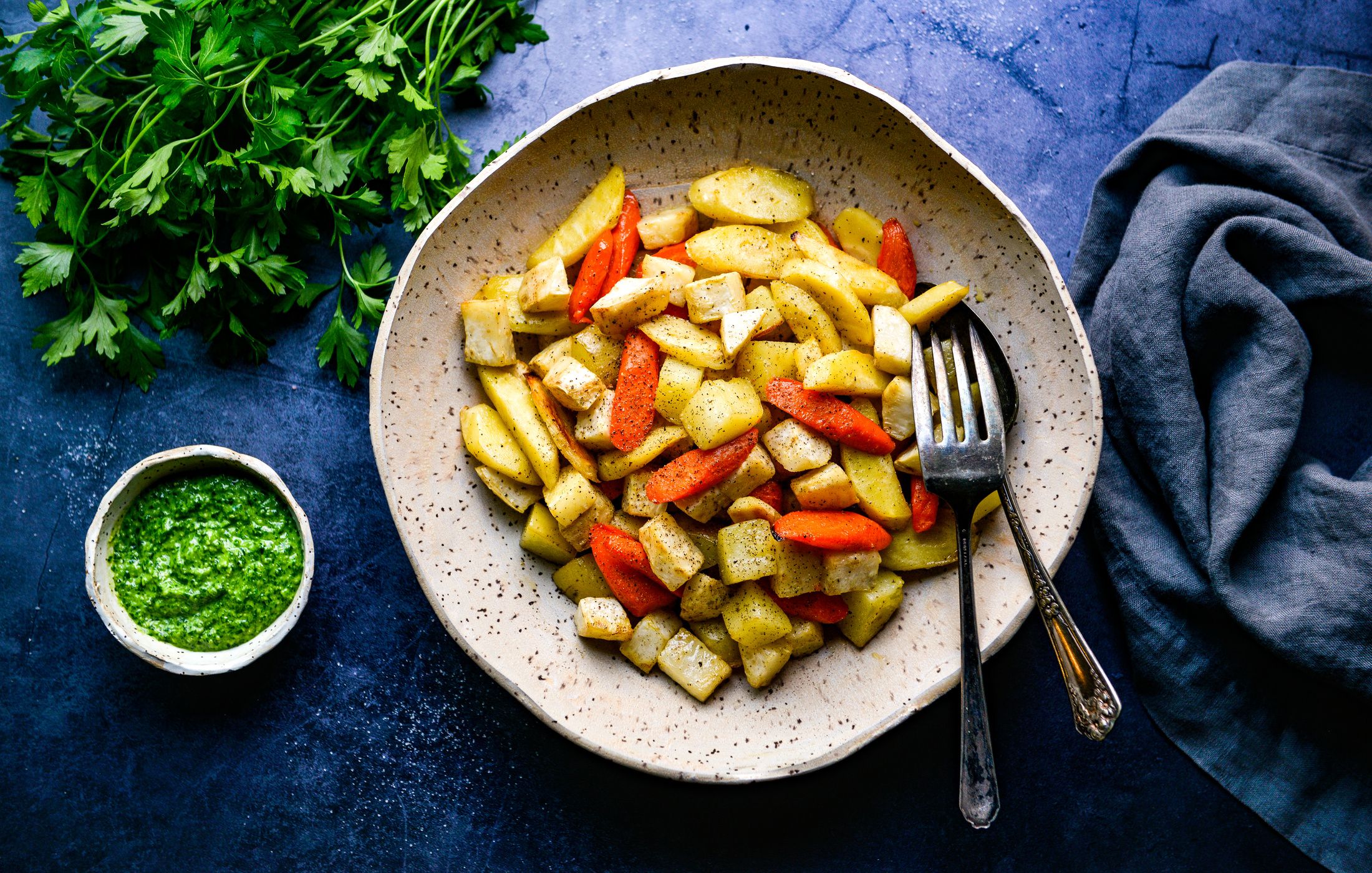 ROASTED ROOT VEGETABLES WITH DAIRY-FREE PARSLEY PESTO-3