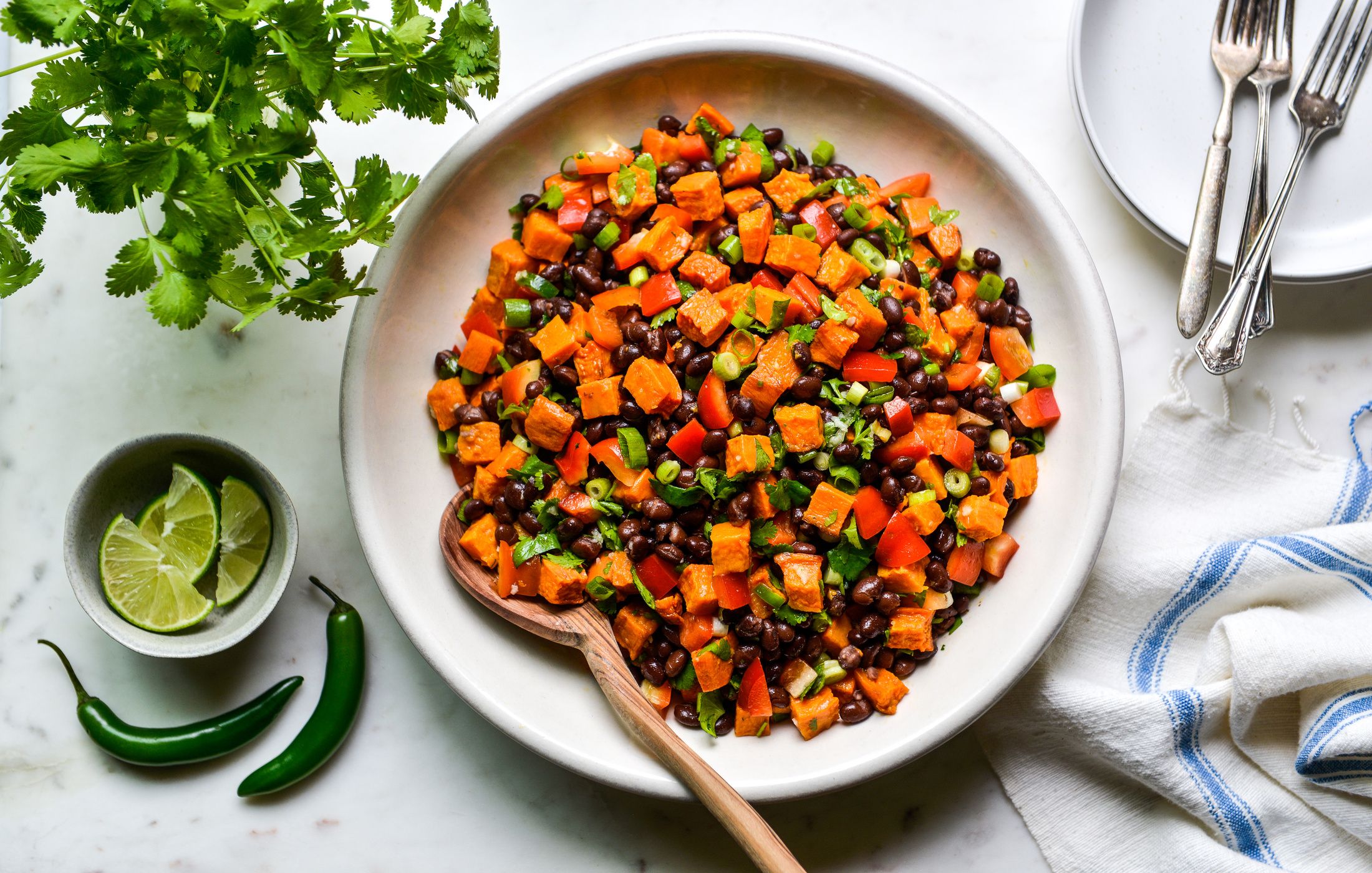 ROASTED SWEET POTATO AND BLACK BEAN SALAD WITH LIME VINAIGRETTE-11