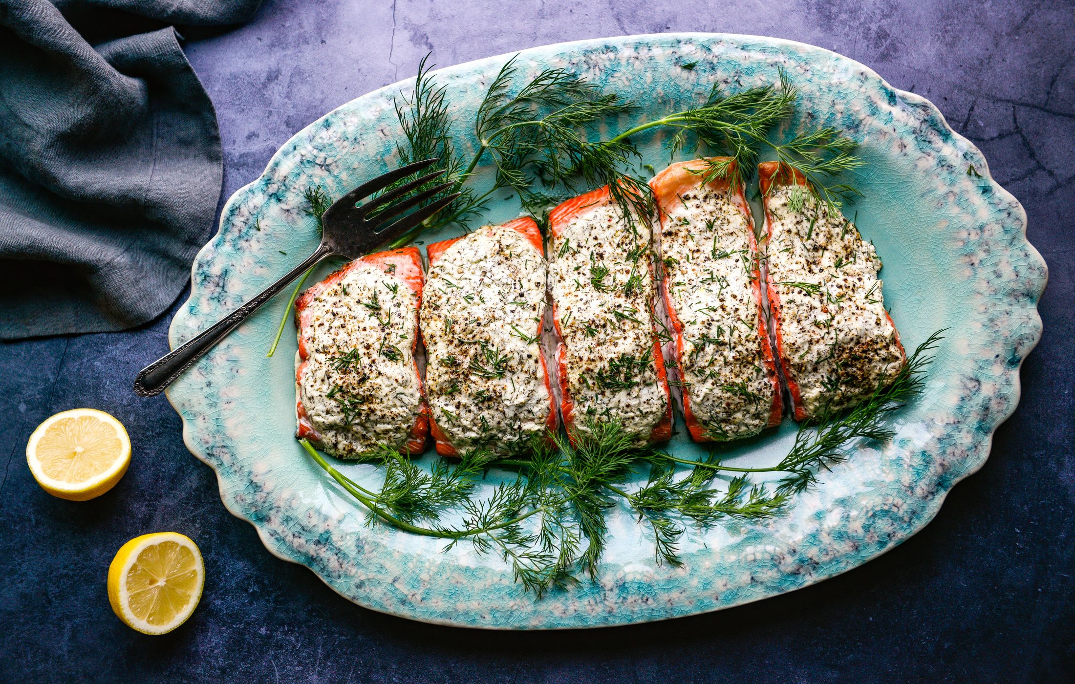 ROASTED WILD SALMON WITH DILL AND GOAT CHEESE-1