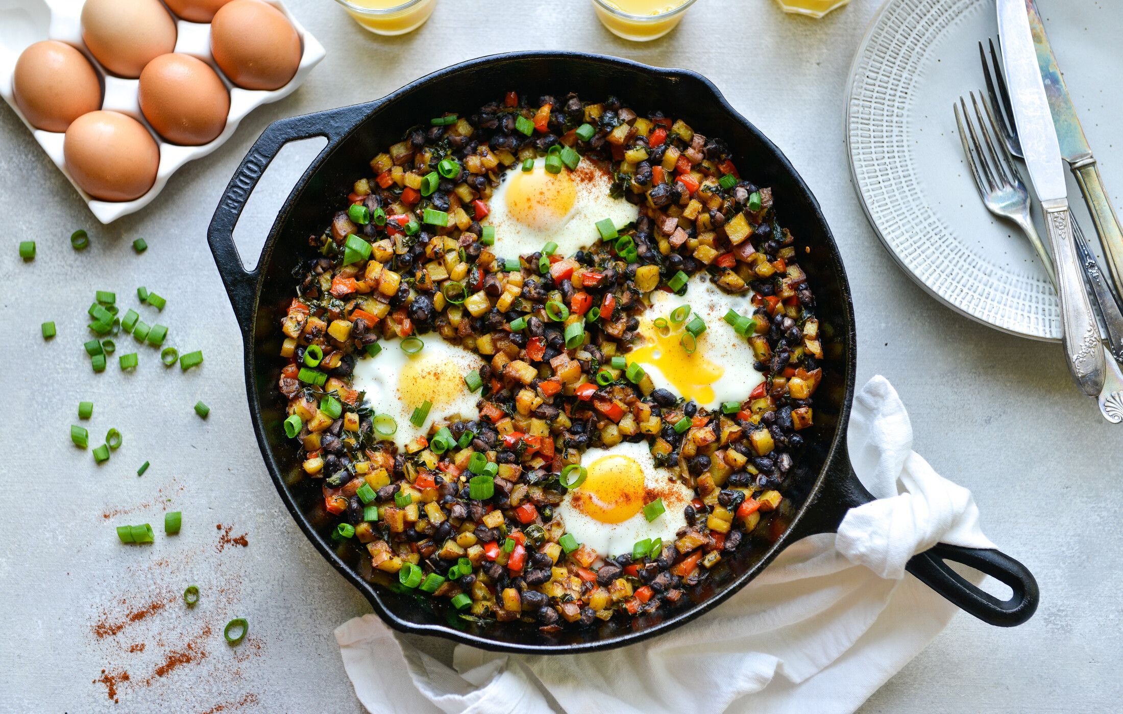 SKILLET POTATOES BLACK BEANS EGGS-2