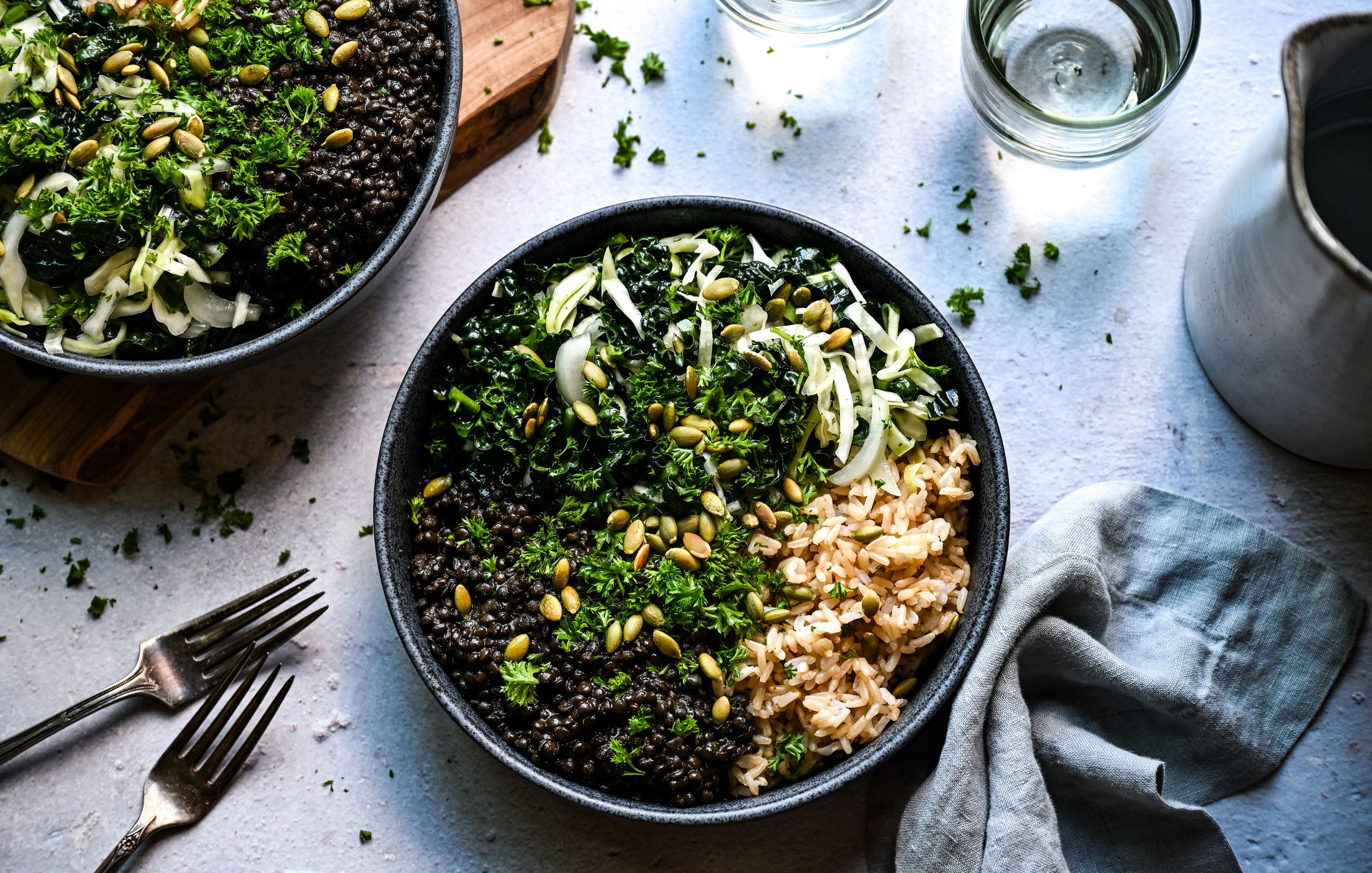 SPICED BLACK LENTIL AND RICE BOWLS LEMONY CRUCIFEROUS SLAW VEGAN-12