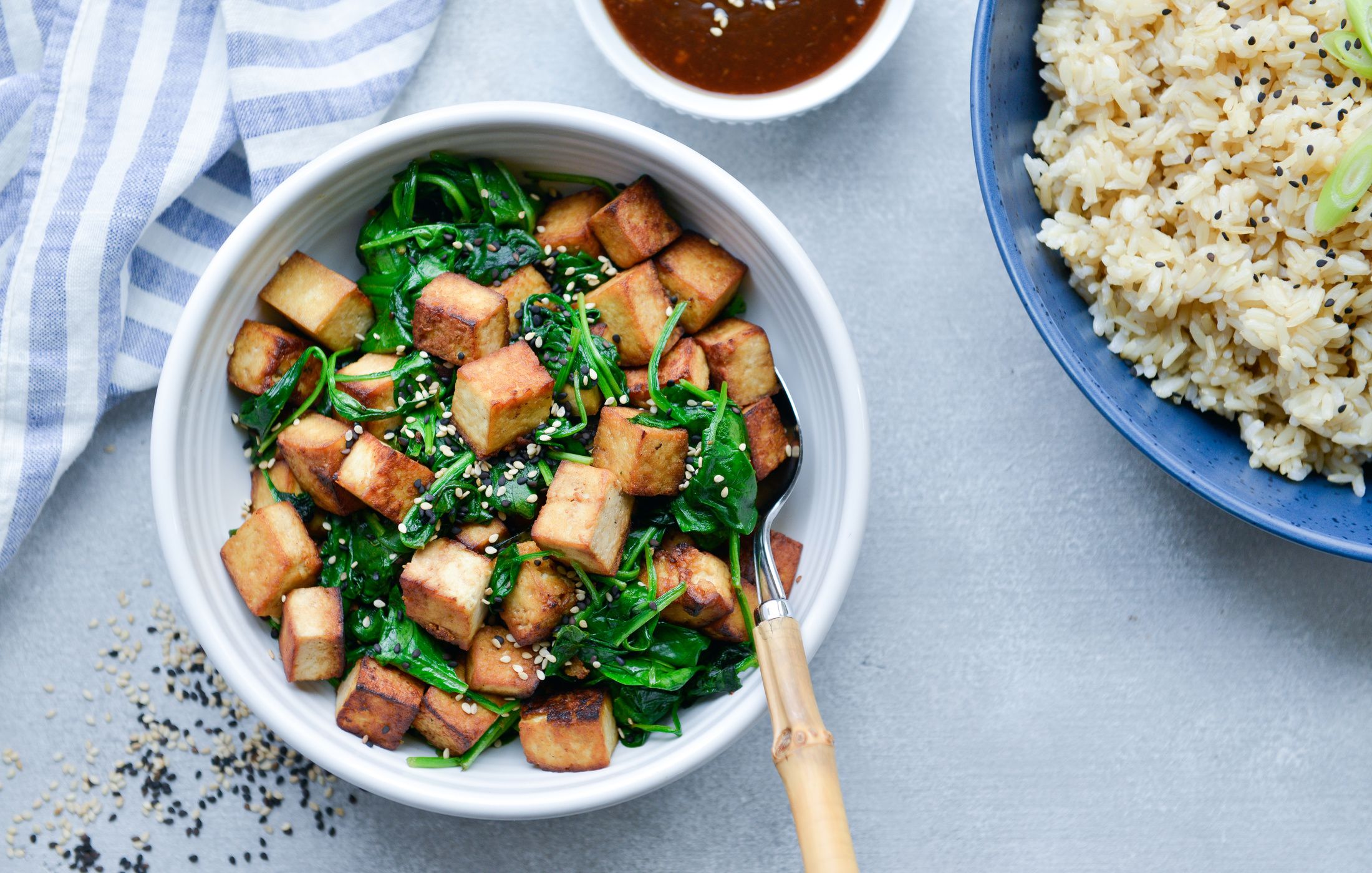 Sauteed Tofu and Spinach
