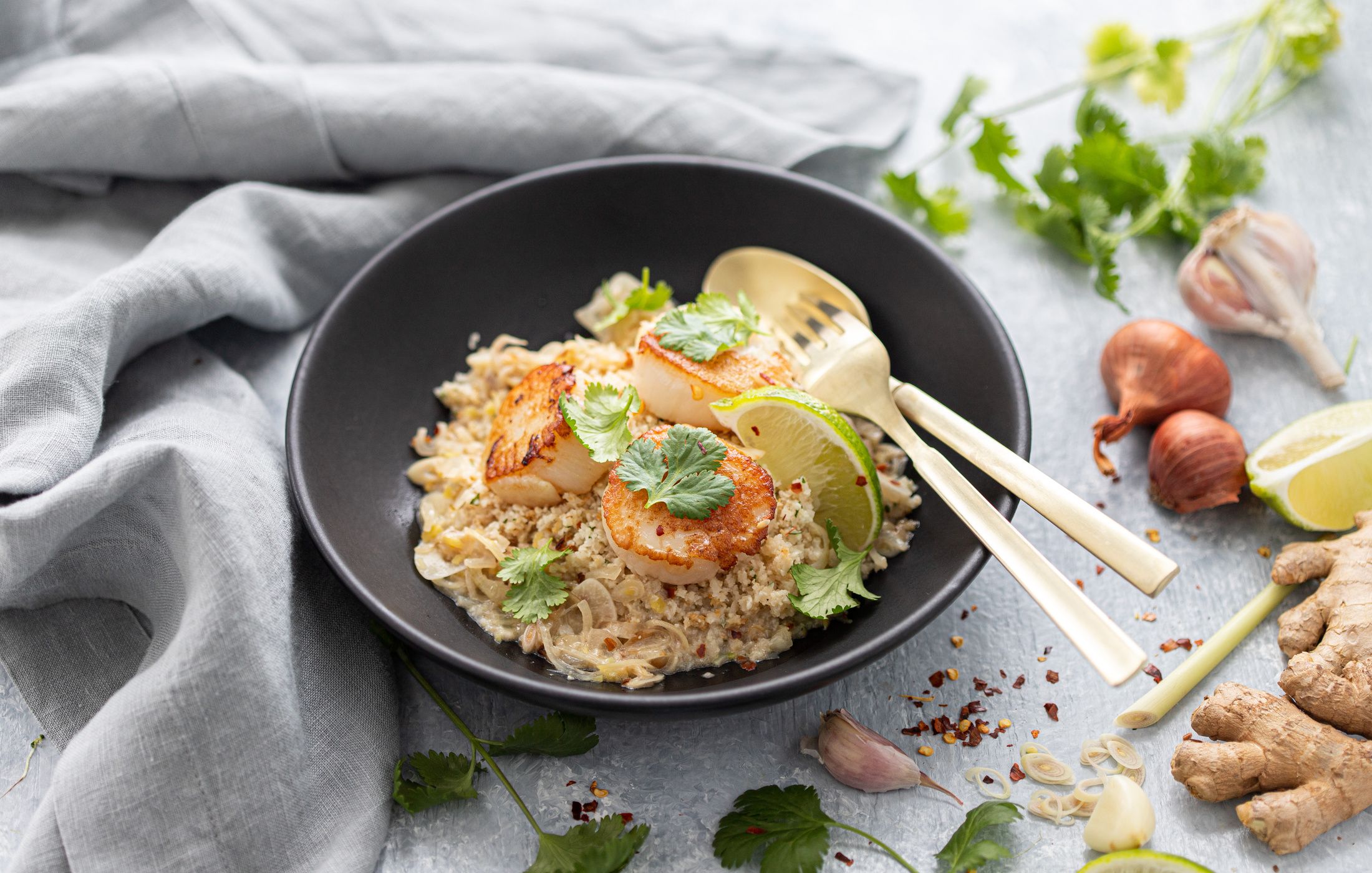 Seared Scallops with Lemongrass and Coconut