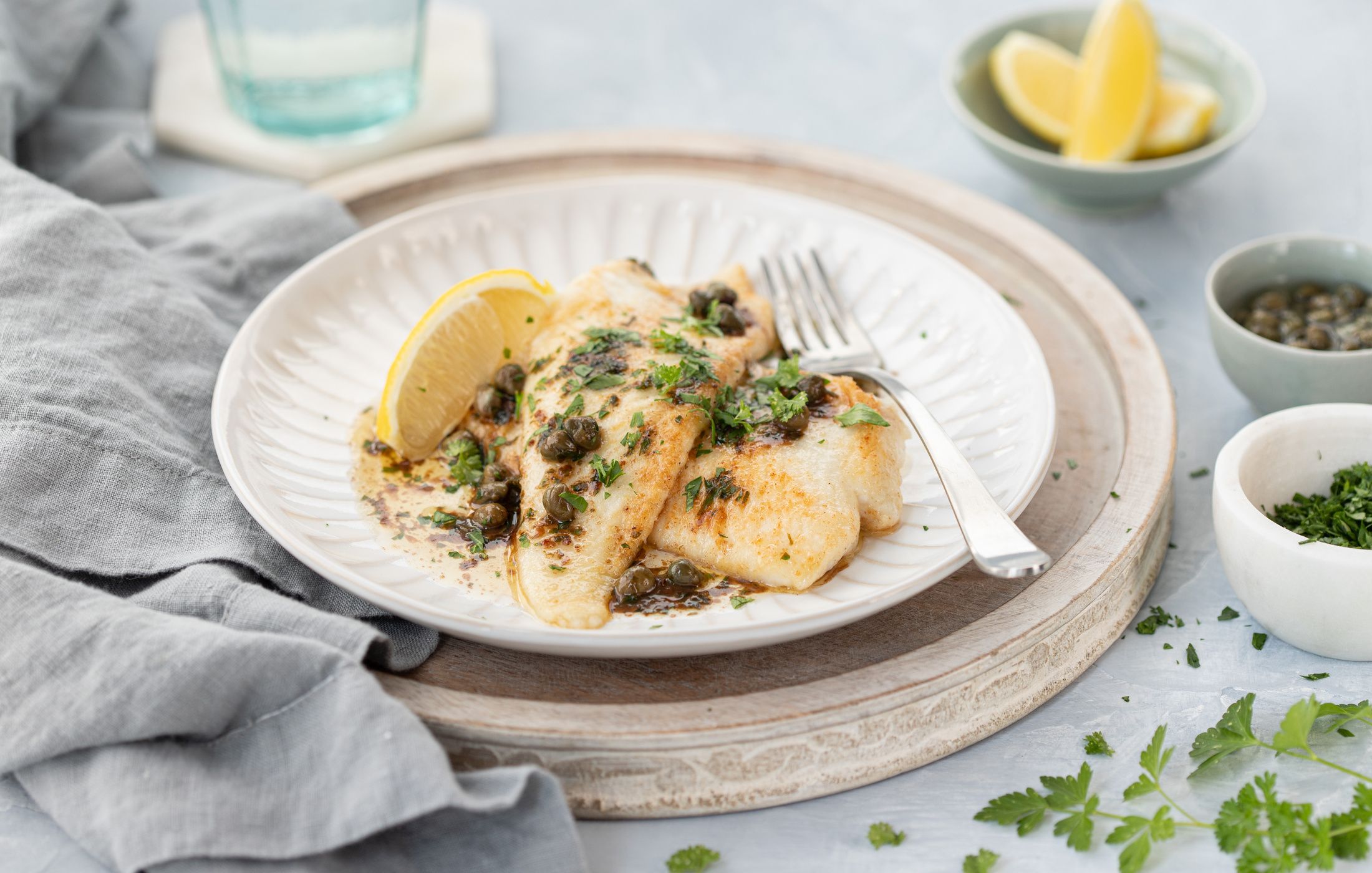 Sole with Lemon, Butter, and Capers