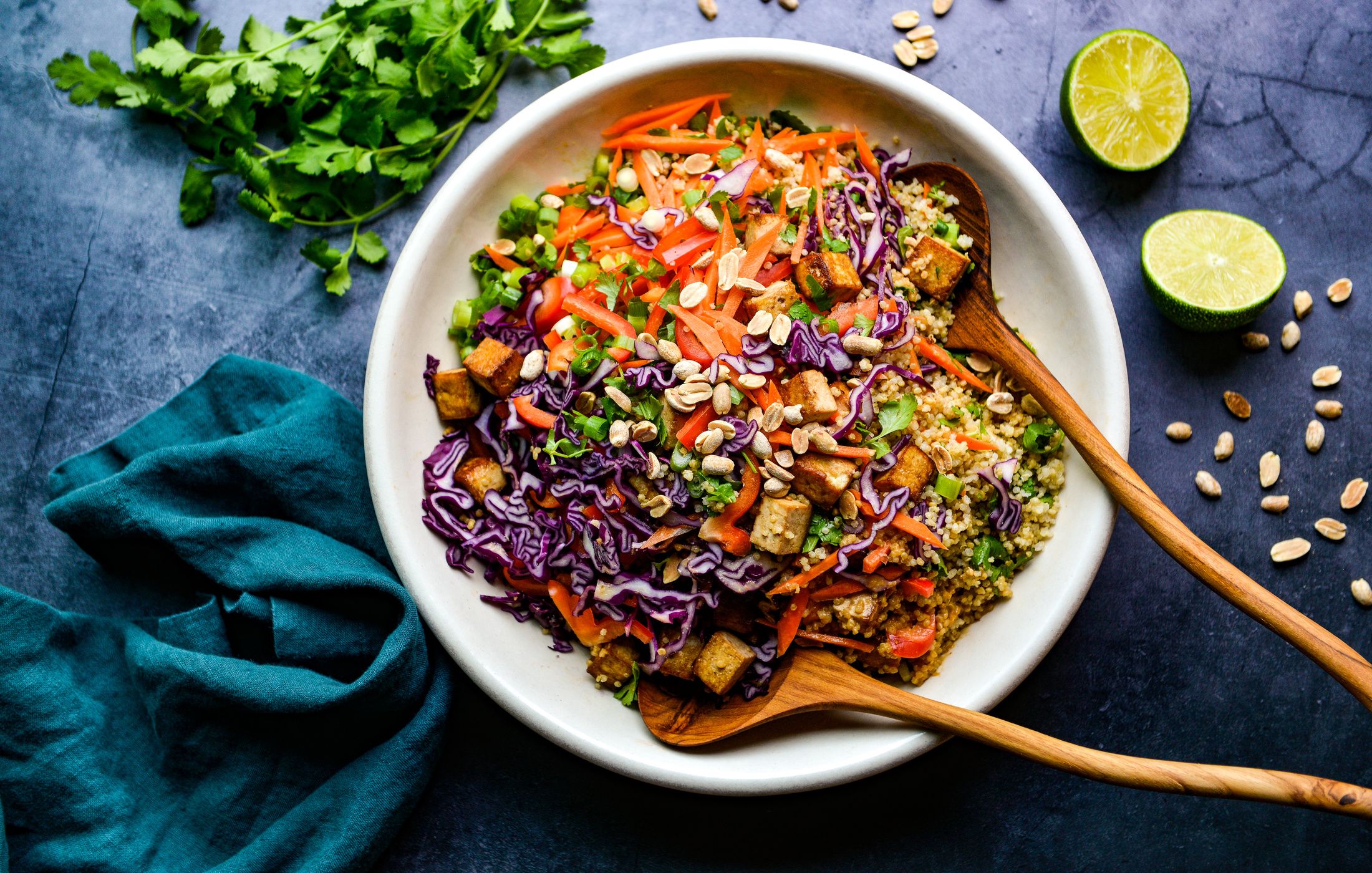 THAI QUINOA AND TOFU SALAD WITH CREAMY PEANUT-GINGER DRESSING-1