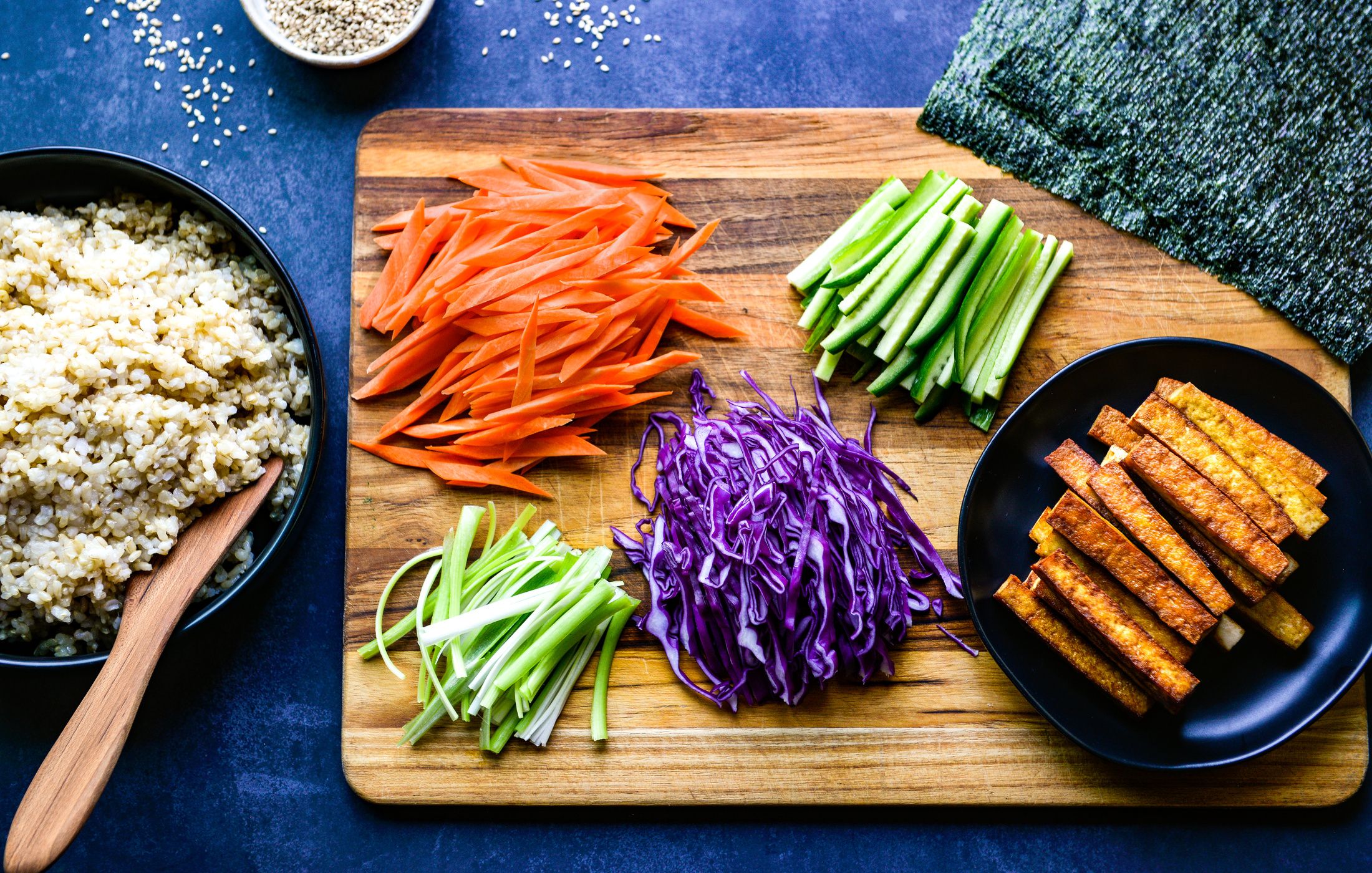 TOFU VEGGIE NORI ROLLS WITH STICKY BROWN RICE-3