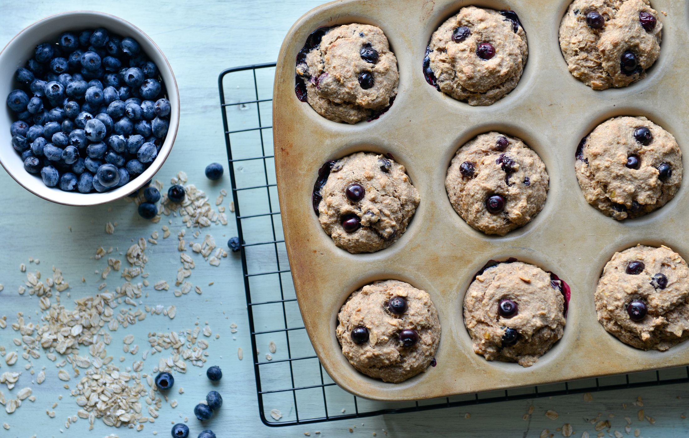 VEGAN BLUEBERRY BANANA OAT MUFFINS-1