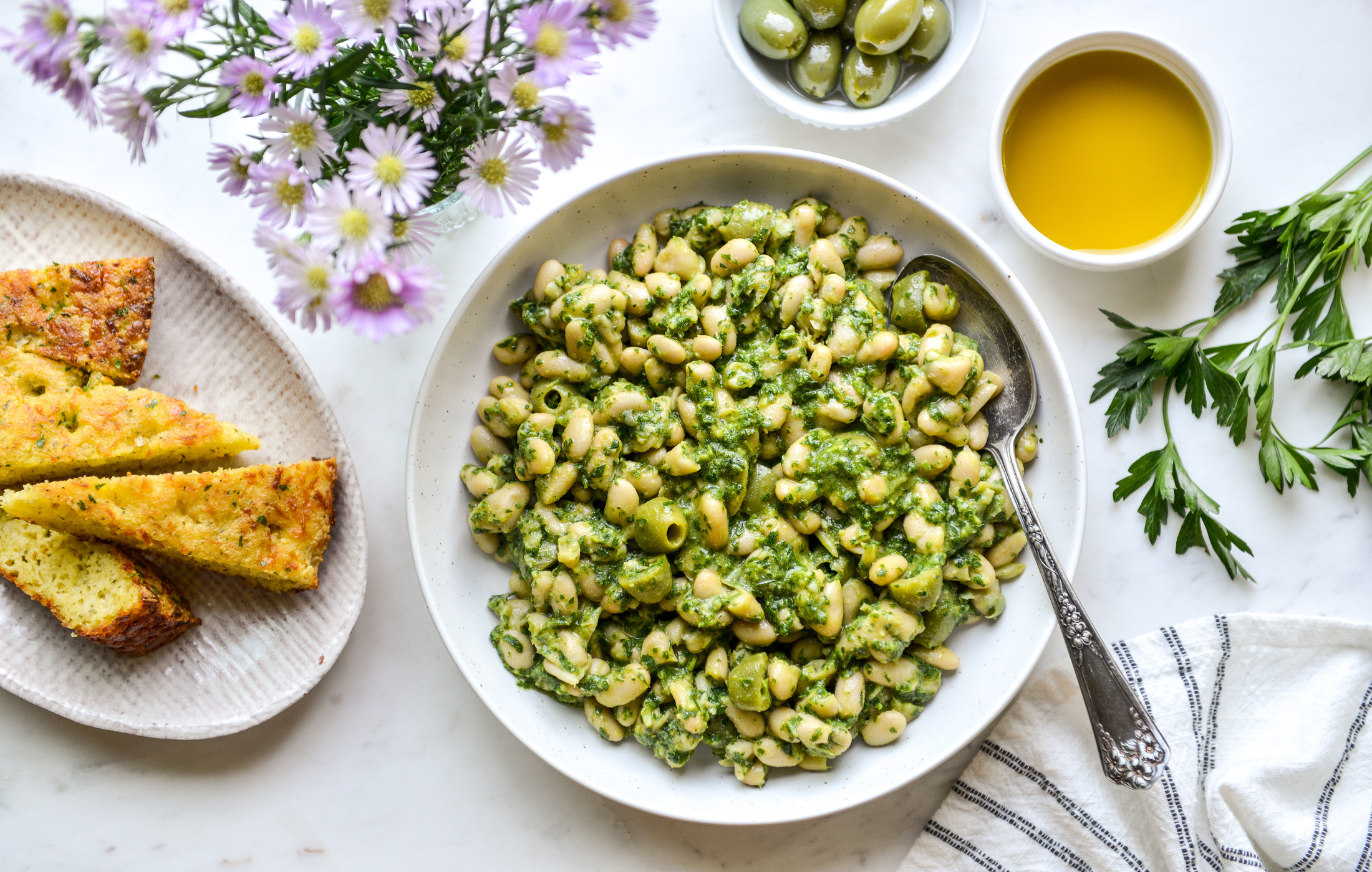 WHITE BEAN AND OLIVE SALAD WITH PARSLEY PISTOU-1