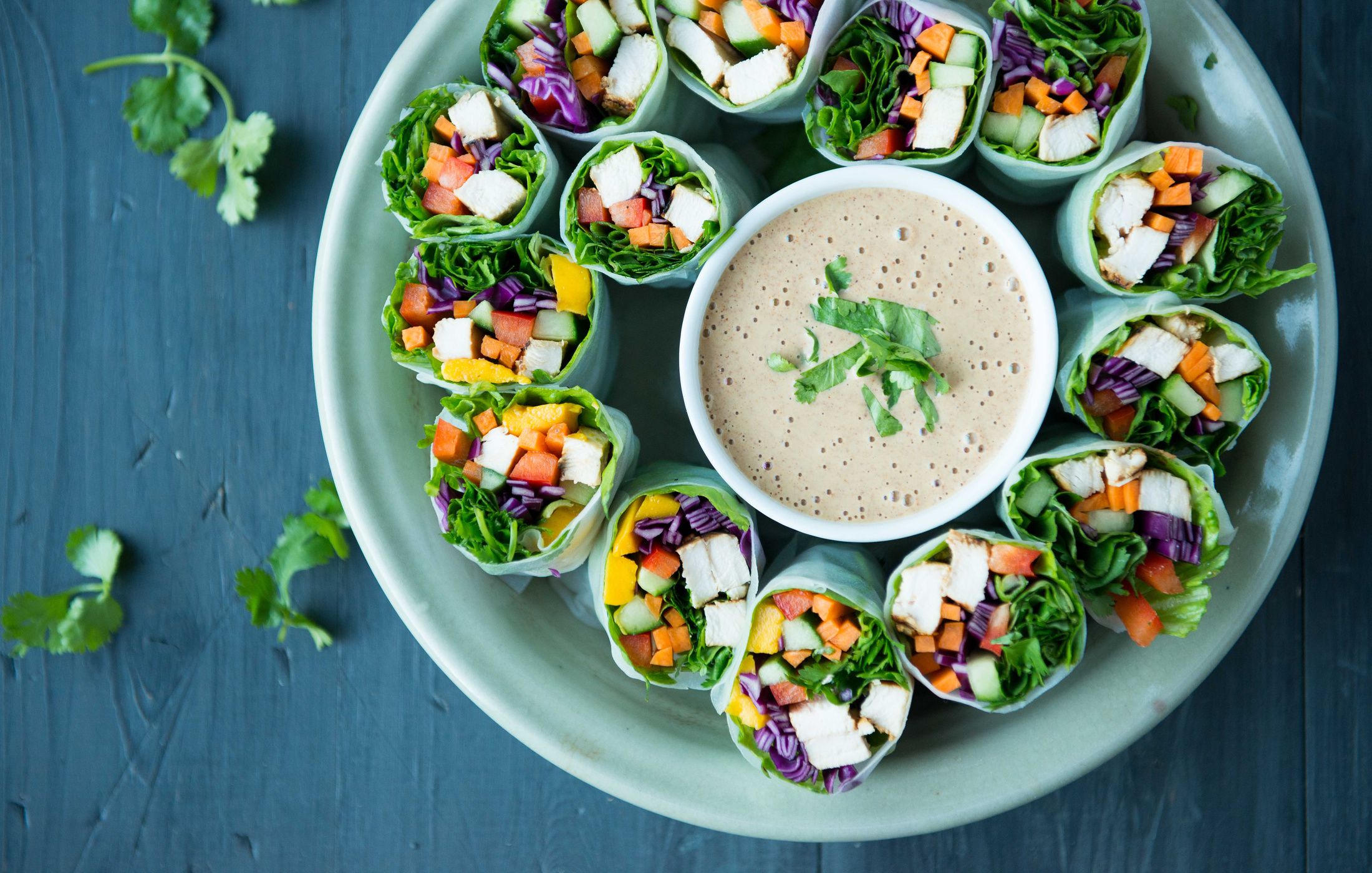orange-ginger chicken fresh rolls